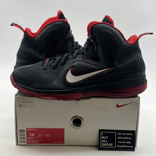 Size 14 - Nike LeBron 9 Black White Red (469764-003)