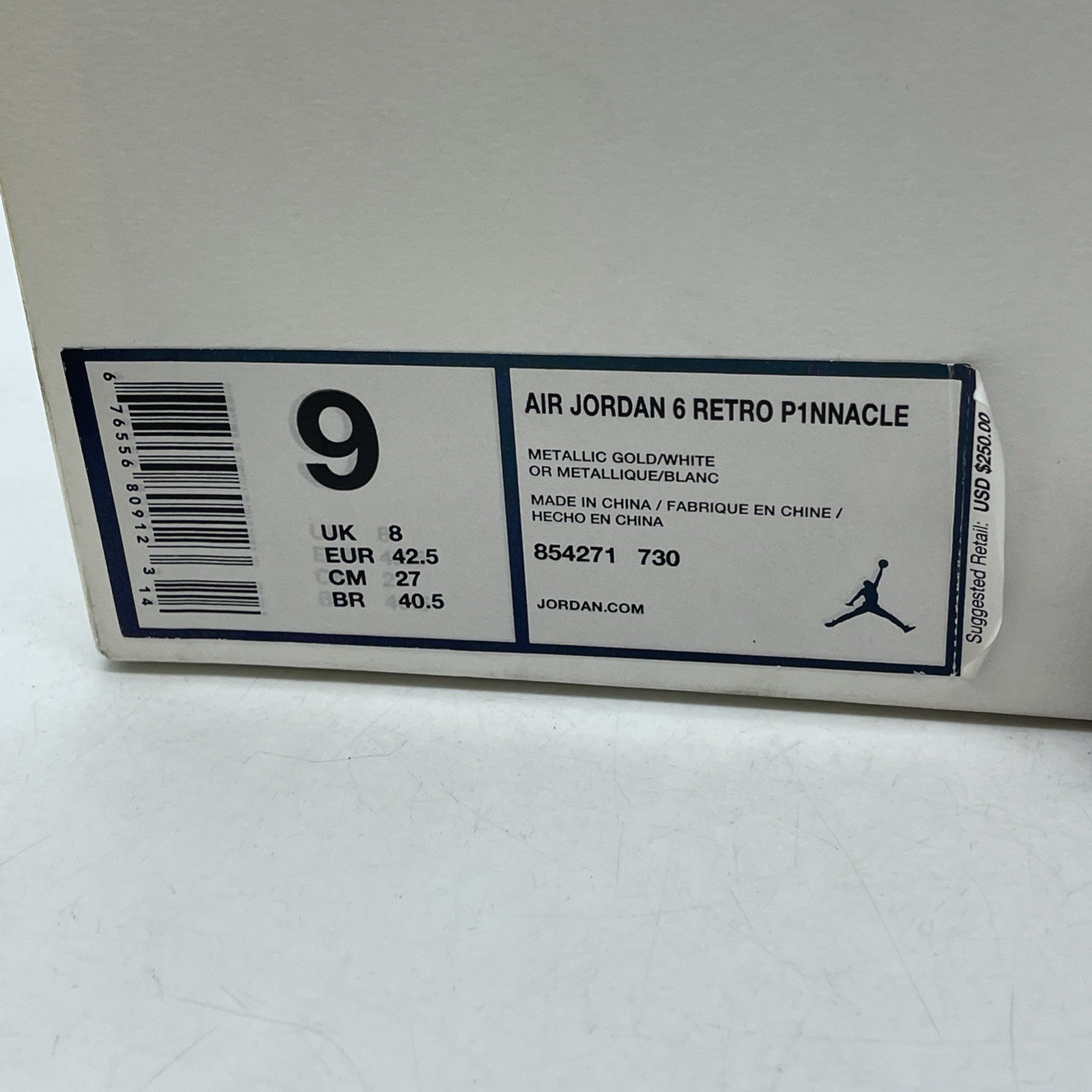 Size 9 - Air Jordan 6 Retro Pinnacle (854271-730)