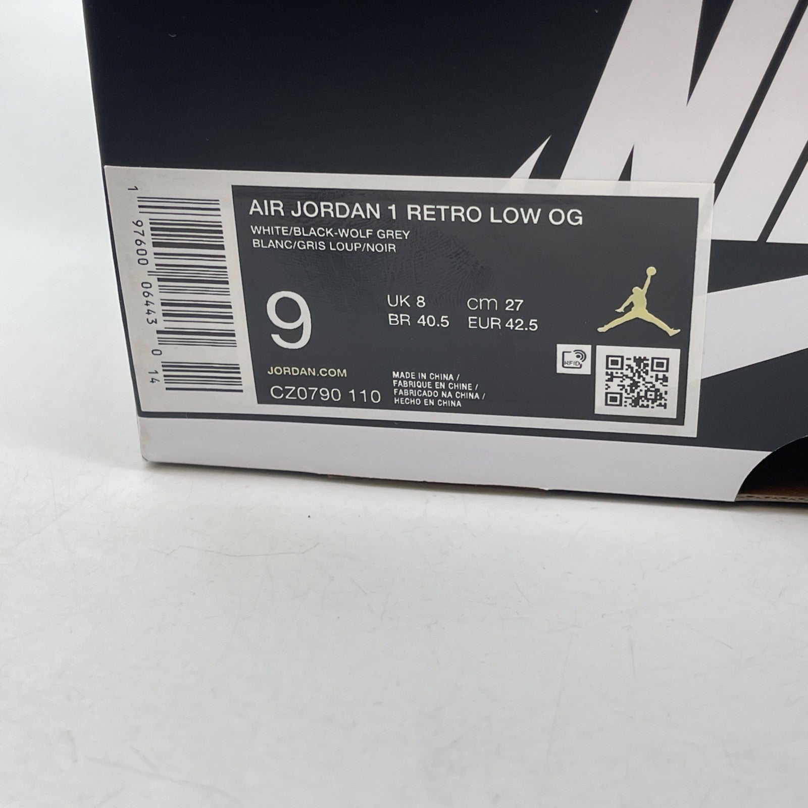 Size 9 - Air Jordan 1 Retro OG Low Barons Grey Black Leather (CZ0790-110)