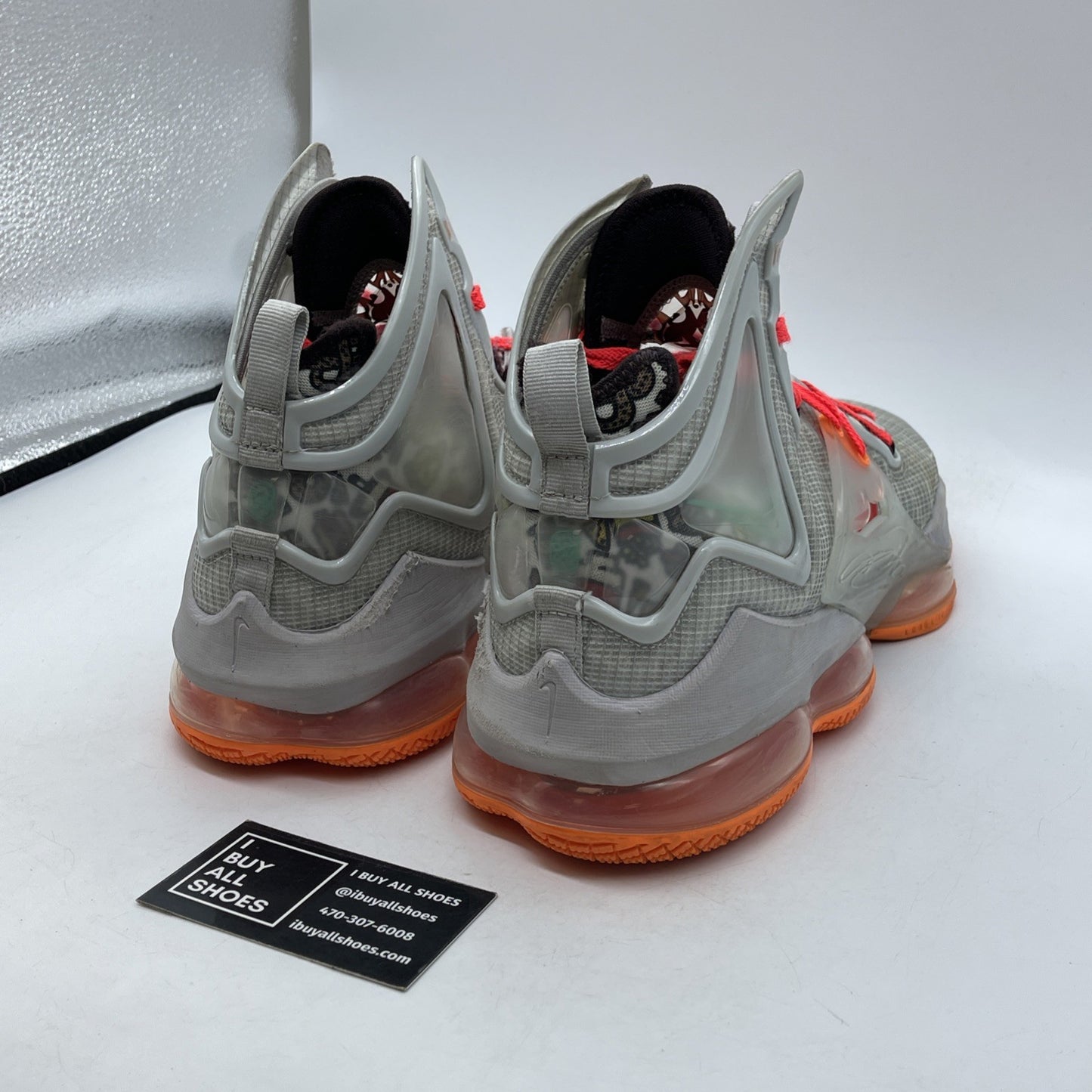 Size 12 - NIKE LEBRON XIX 19 GREY FOG ROMA GREEN Orange Leather (DC9339-001)