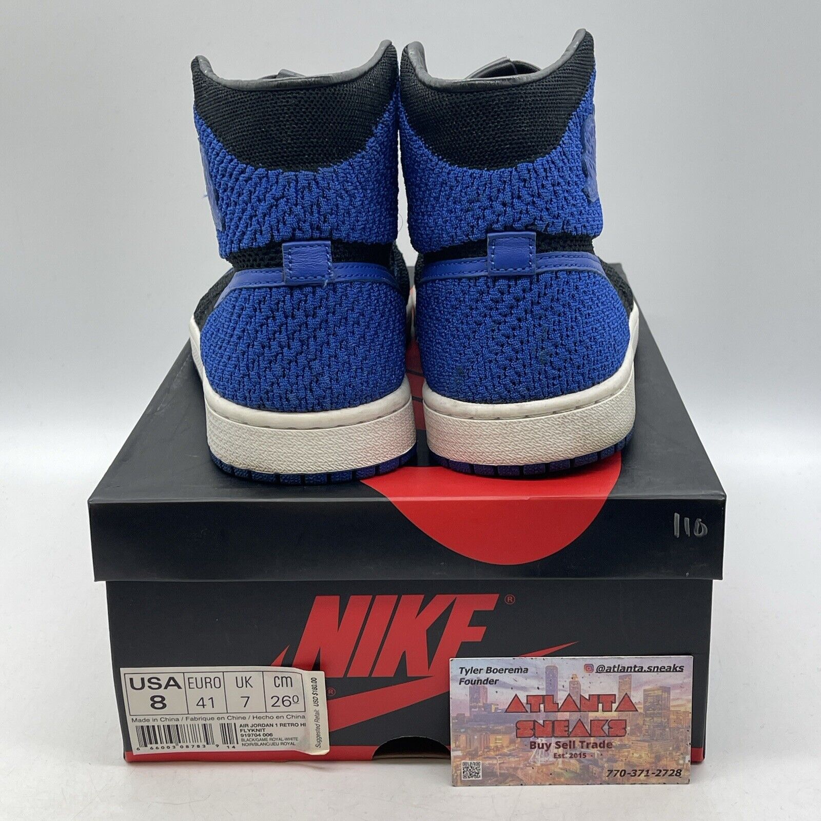 Size 8 - Air Jordan 1 Retro OG Flyknit High Royal Blue Black Suede (919704-006)