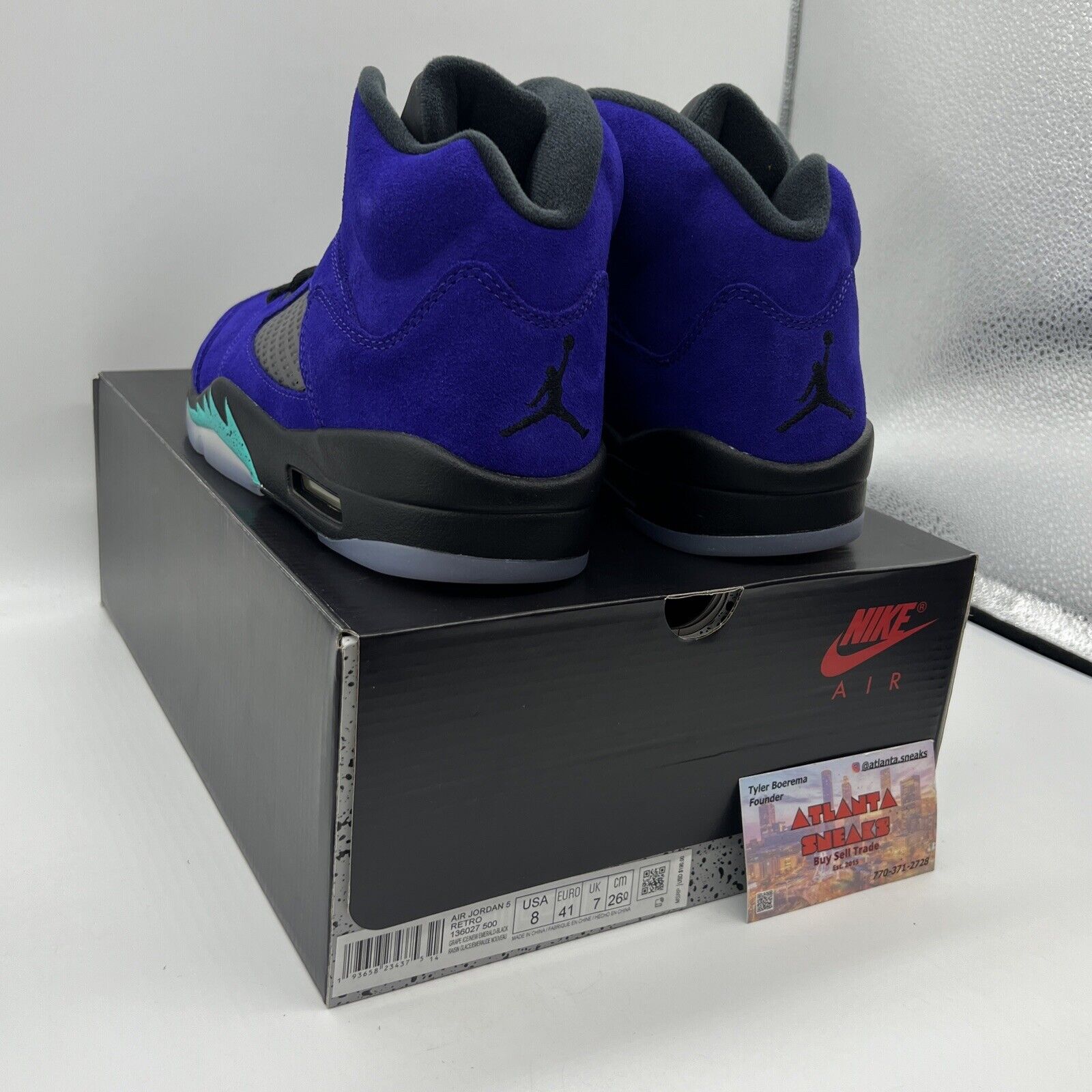 Size 8 - Jordan 5 Retro Alternate Grape 2020 Brand New Og All Black Purple Aqua