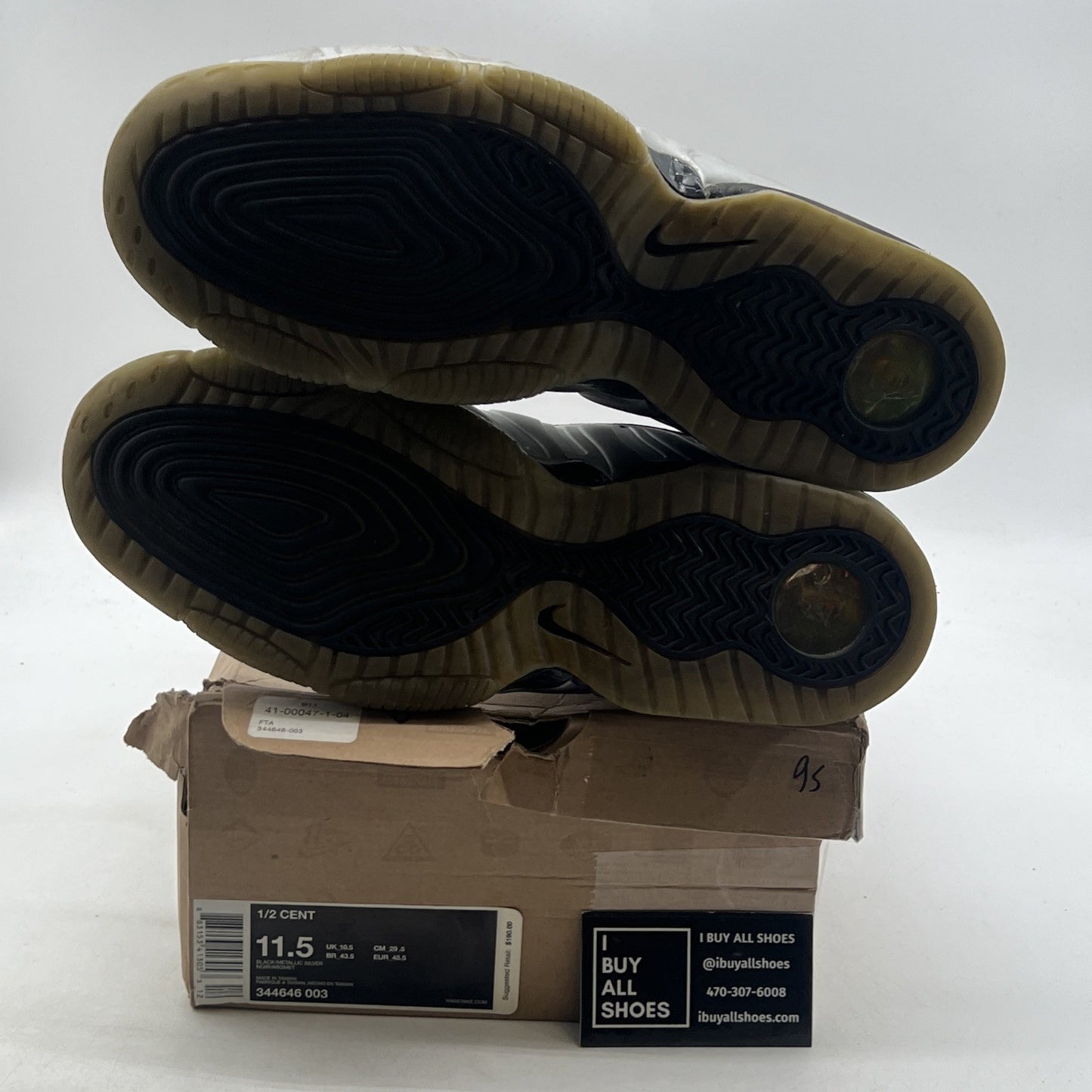 Size 11.5 - Nike 1/2 Cent Black Silver (344646-003)