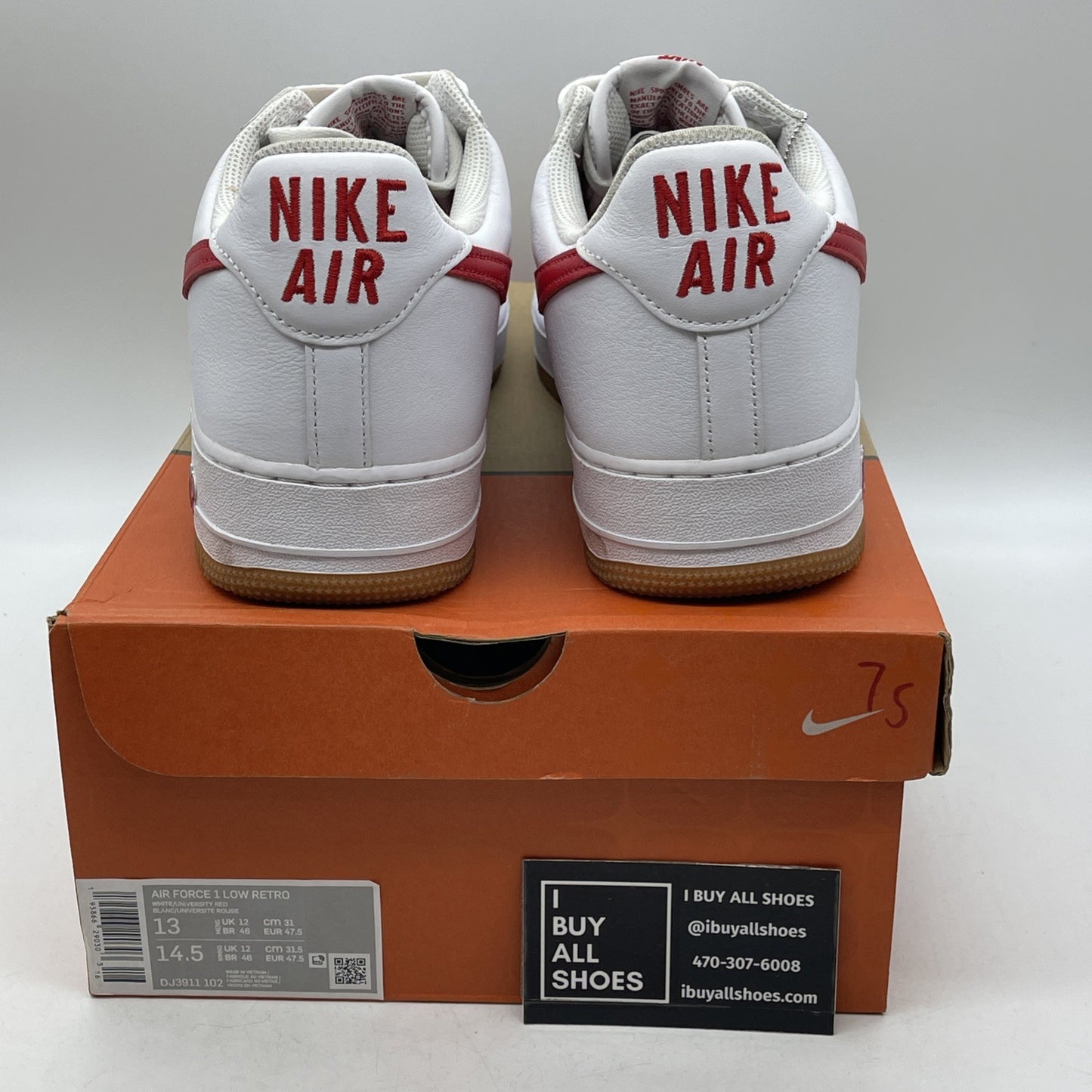 Size 13 - Nike Air Force 1 Low Color of the Month White University Red