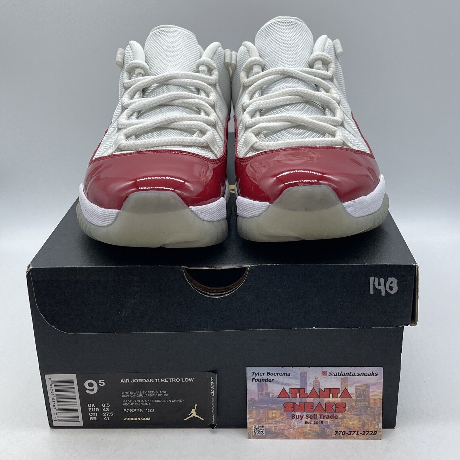 Size 9.5 - Air Jordan 11 Retro 2016 Low Cherry Red White Leather (528895-102)