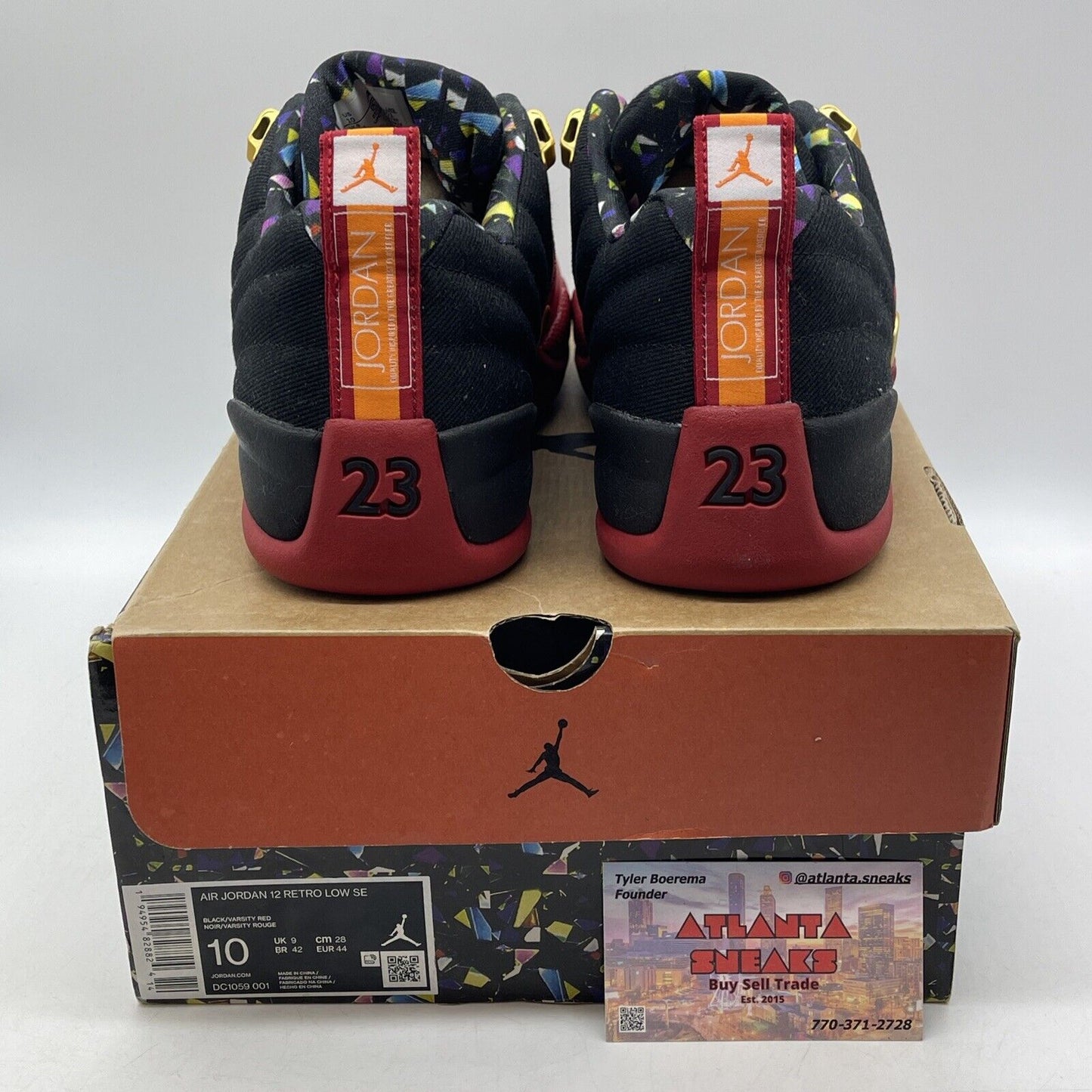 Size 10 - Jordan 12 Low SE 'Super Bowl' Black Red Gold Orange (DC1059-001)