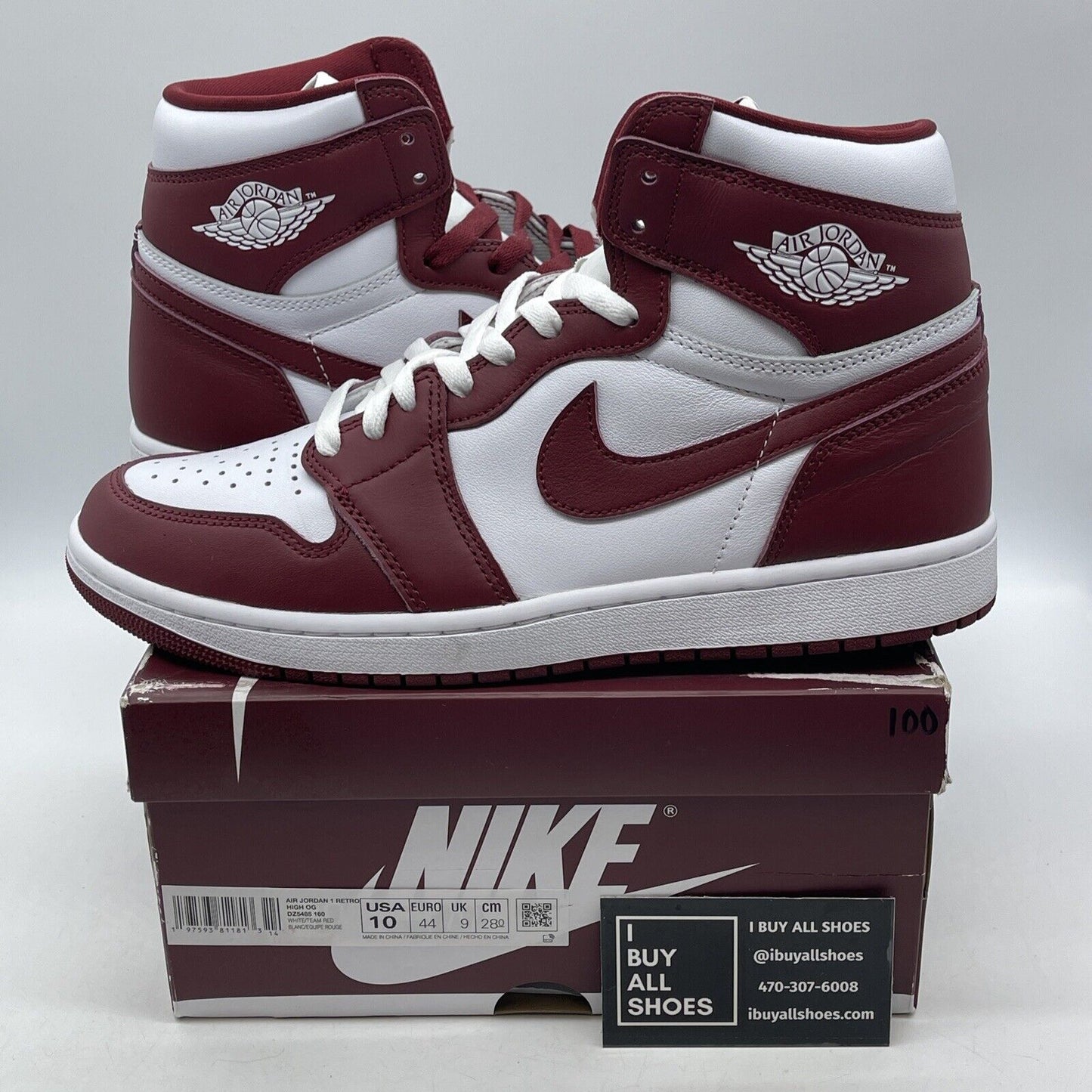 Size 10 - Air Jordan 1 Retro OG High Artisanal Red Burgundy White (DZ5485-180)