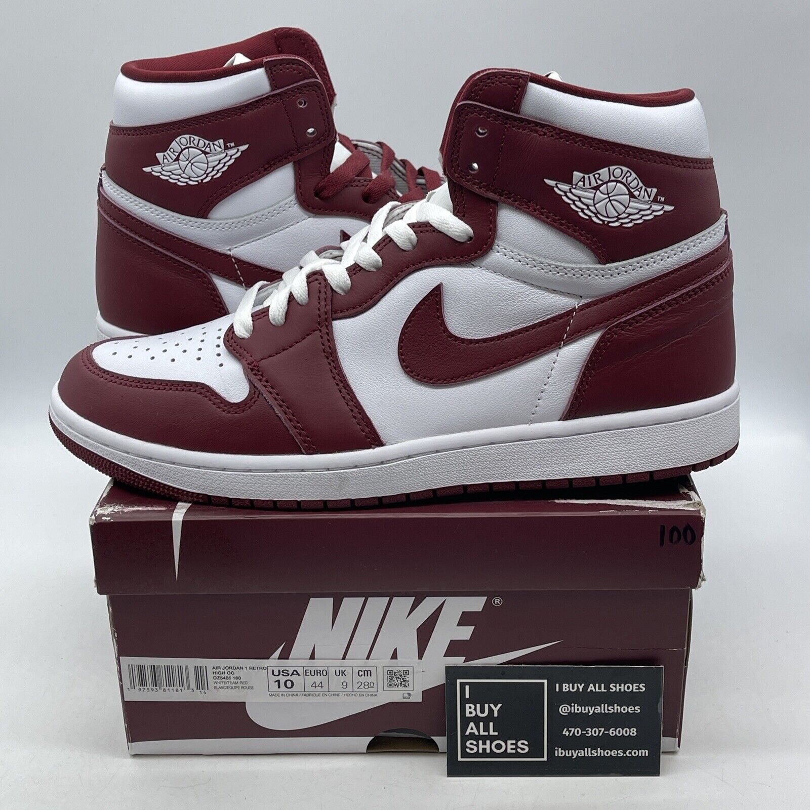 Size 10 - Air Jordan 1 Retro OG High Artisanal Red Burgundy White (DZ5485-180)