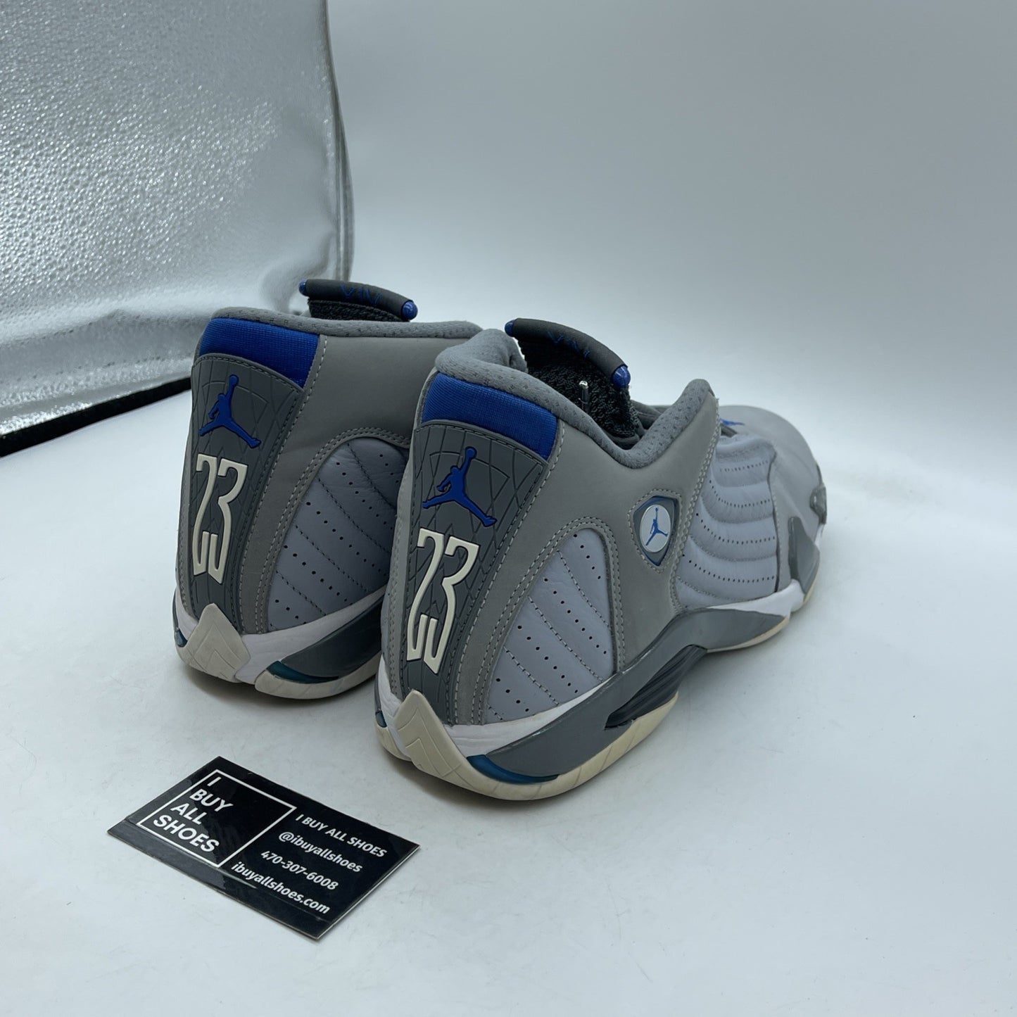 Size 10.5 - Air Jordan 14 Retro Wolf Grey Blue Suede Leather (487471-004)