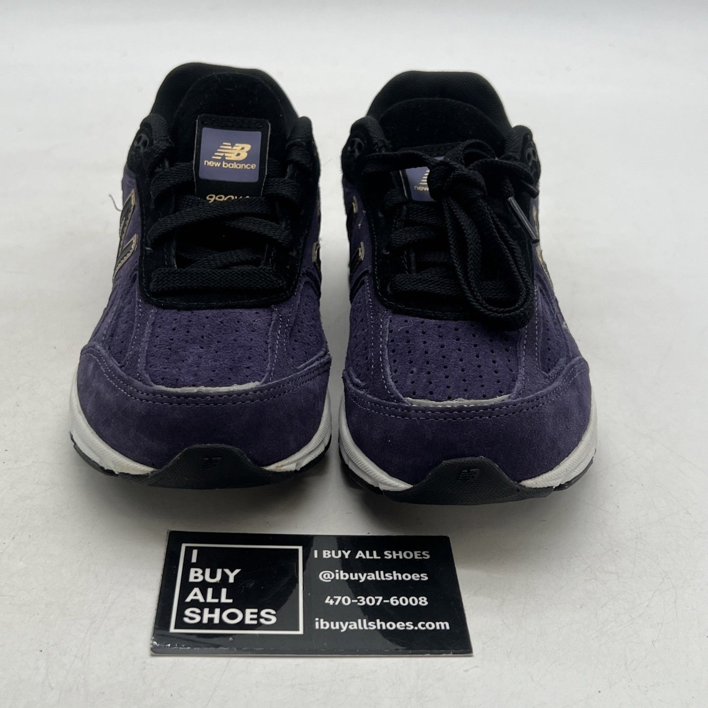Size 2 - New Balance 990v4 Black/Purple Suede - (KJ990B4G)