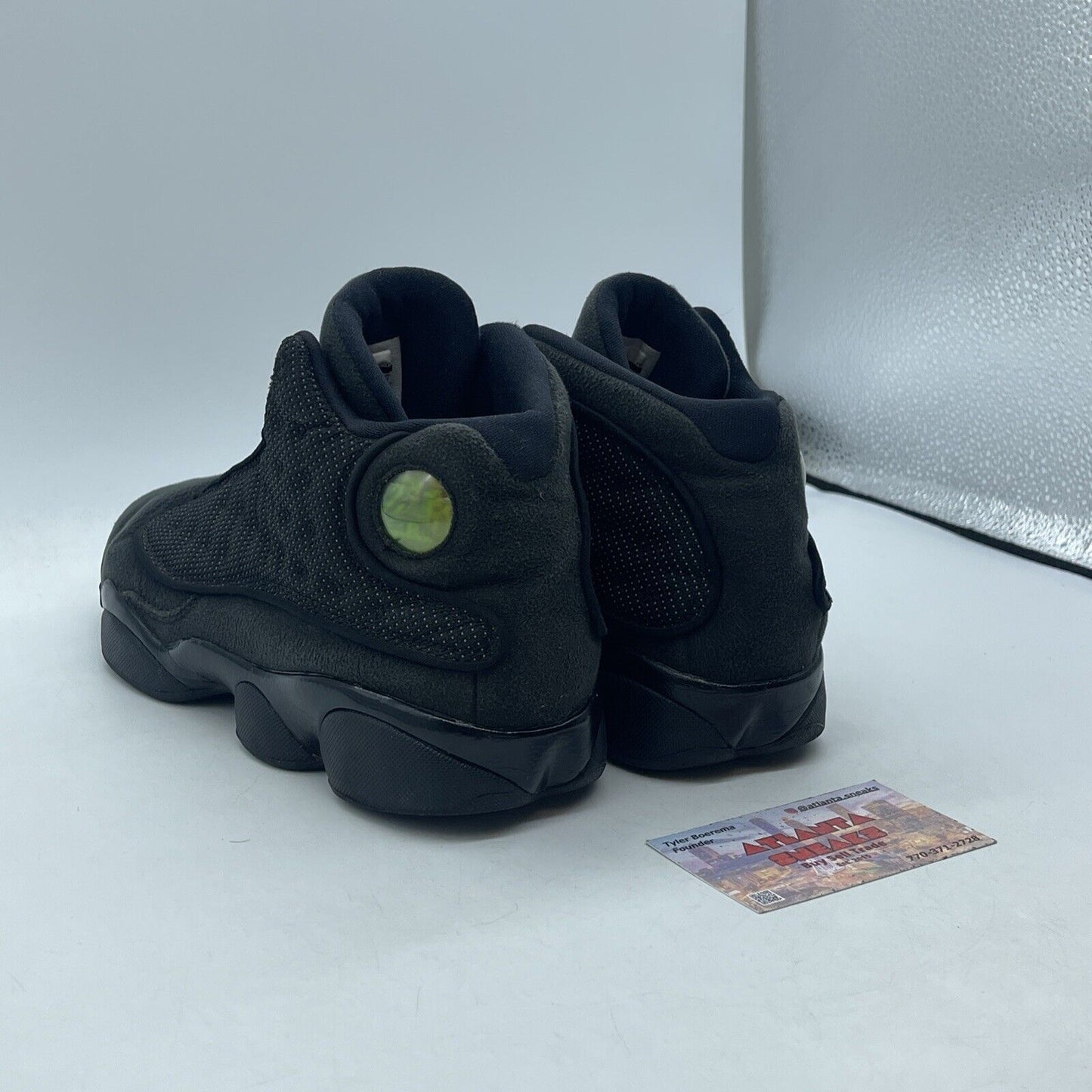 Size 7Y - Nike Air Jordan 13 Retro Black Cat Leather Suede  (884129-011)