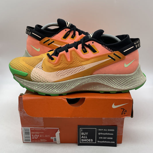 Size 10.5 - Nike Pegasus Trail 2 Bright Mango Pink Green Suede (CK4305-800)