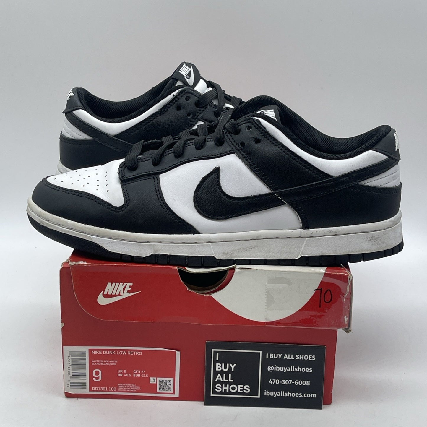 Size 9 - Nike Dunk Low Black White Leather (DD1391-100)