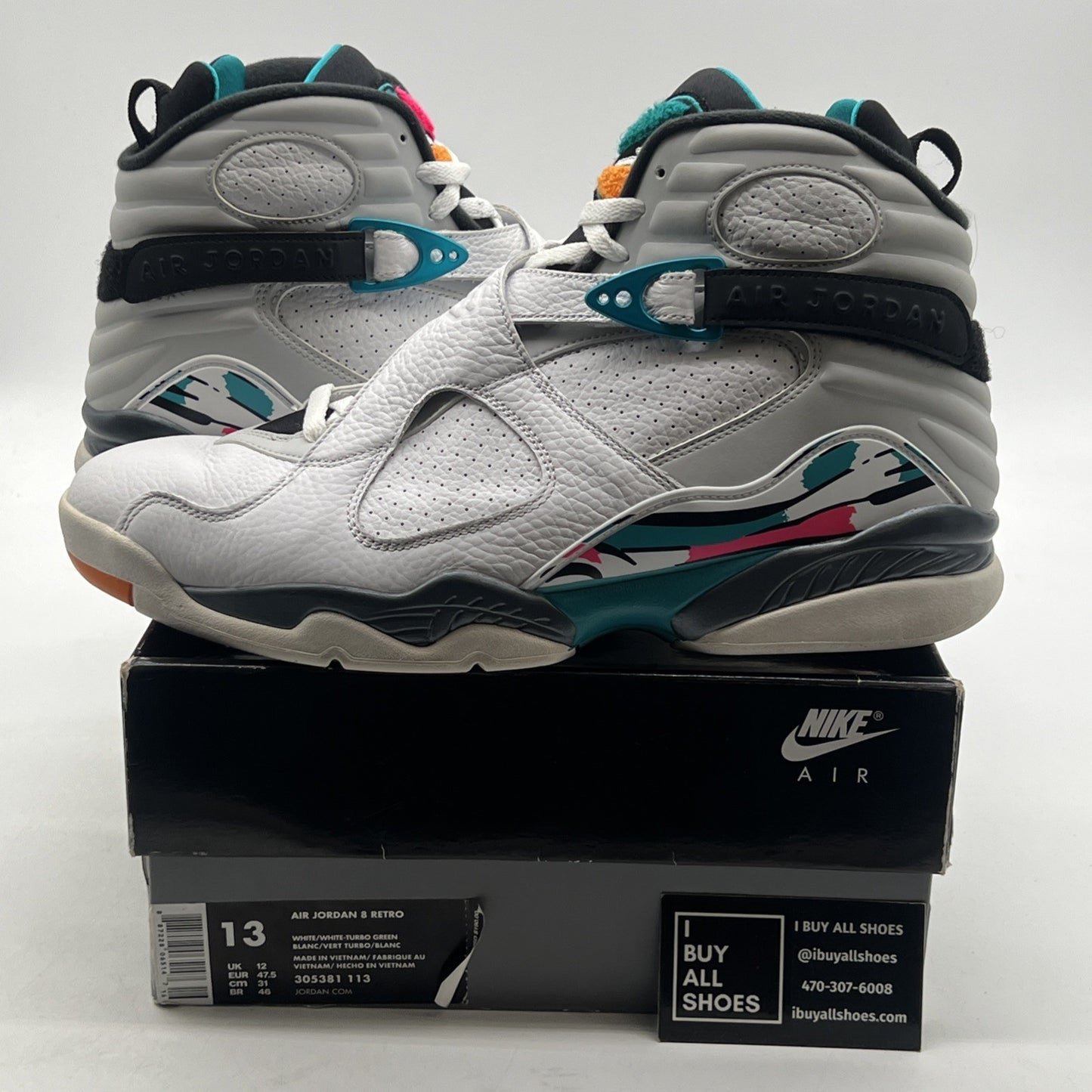 Size 13 - Air Jordan 8 Retro South Beach (305381-113)