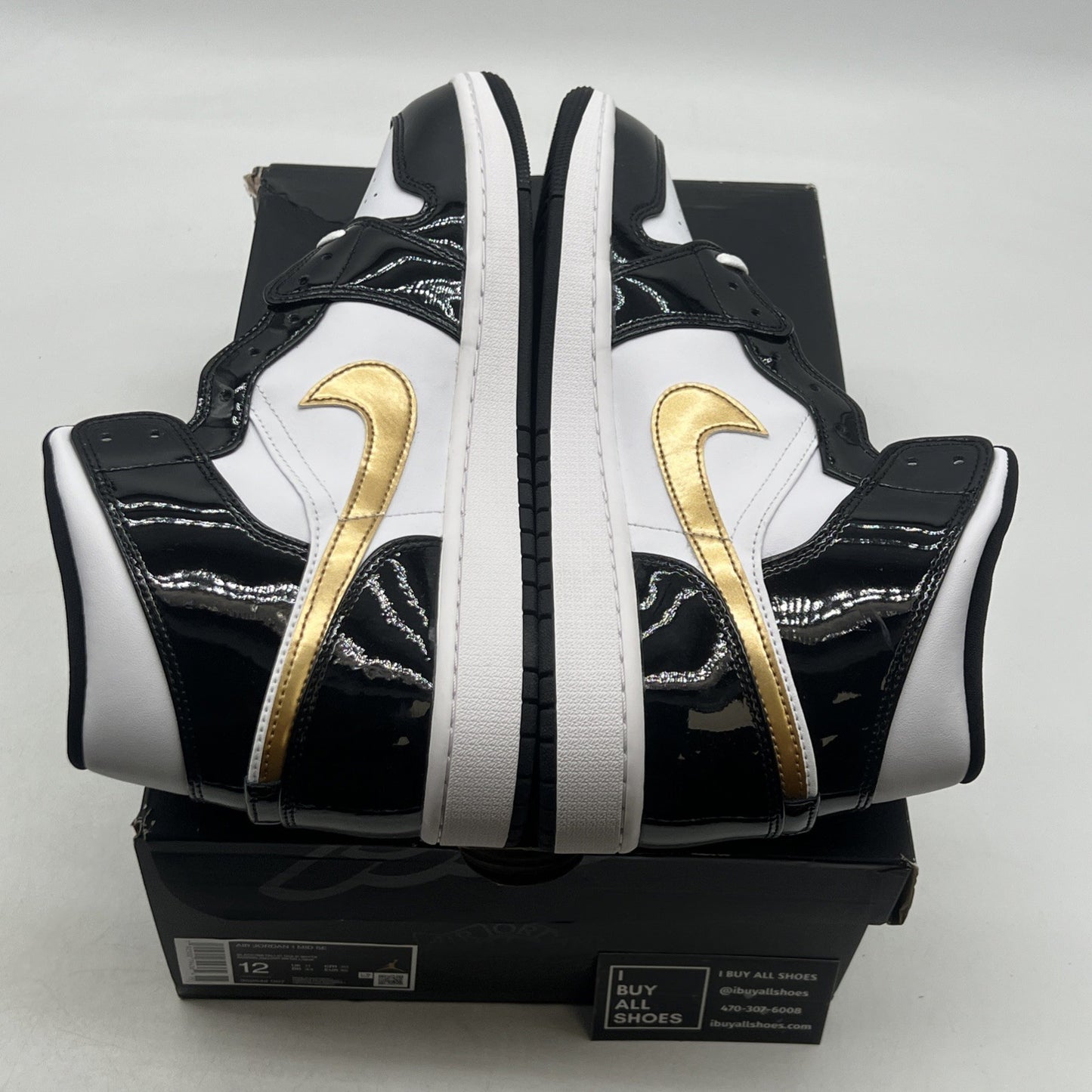 Size 12 - Air Jordan 1 Mid SE Patent Black Gold (852542-007)