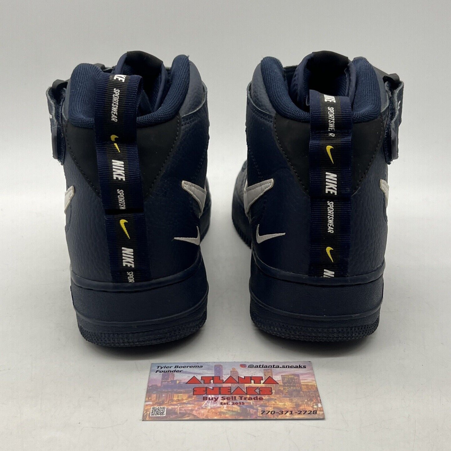 Size 10 - Nike Air Force 1 '07 LV8 Mid Navy White Leather (630847-303)