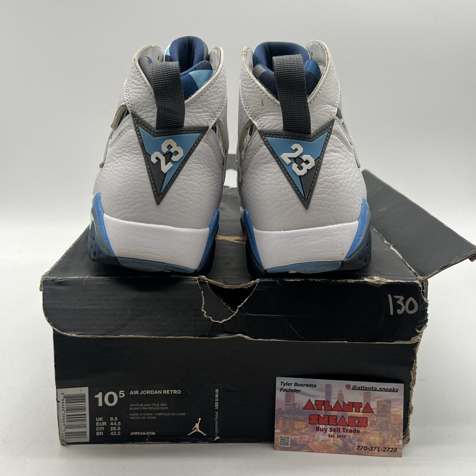 Size 10.5 - Air Jordan 7 Retro 2015 French Blue White Leather (304775-107)