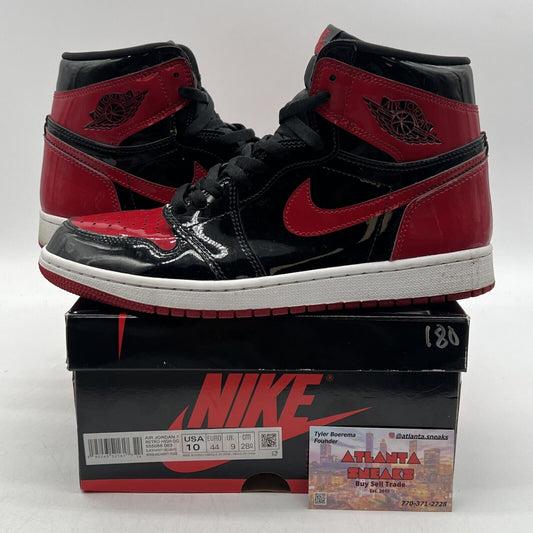 Size 10 - Jordan 1 Retro OG High Patent Bred Black Red White (555088-063)