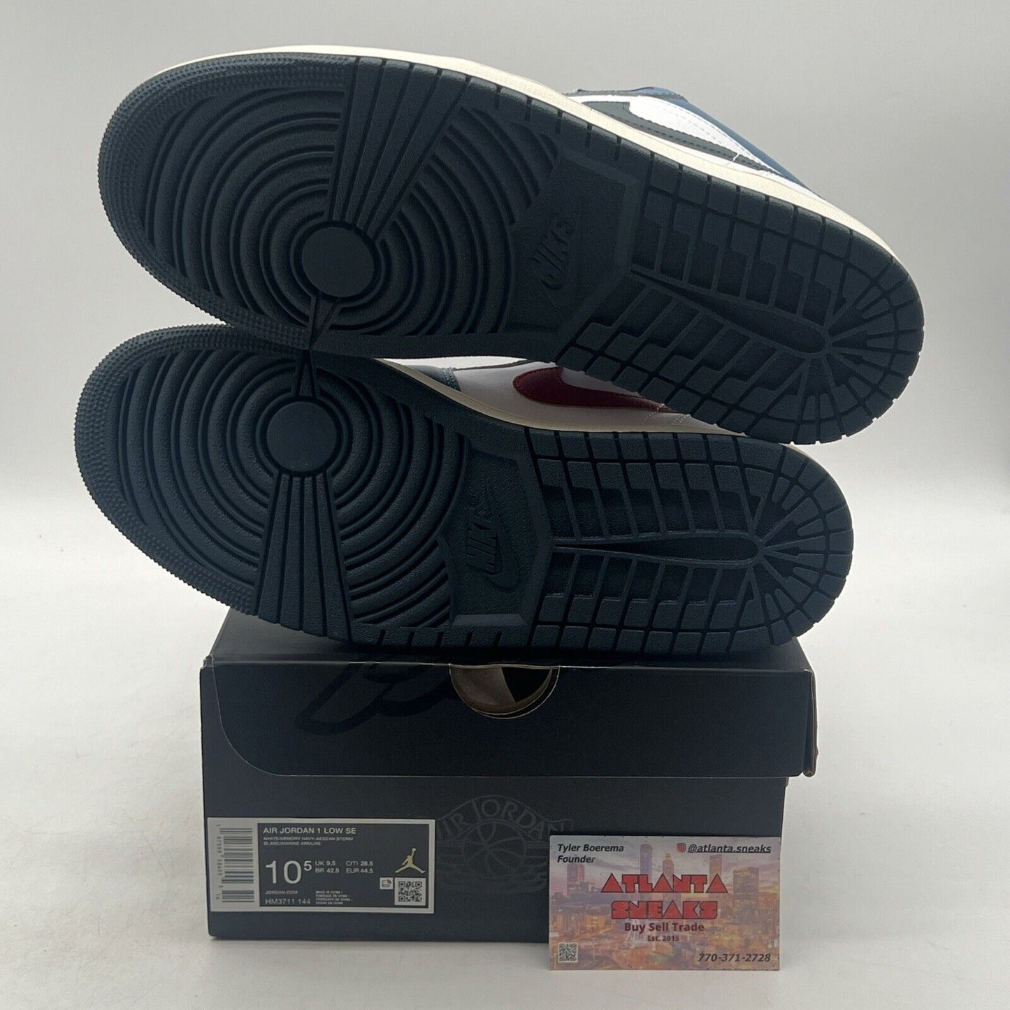 Size 10.5 - Nike Air Jordan 1 Low SE Shoes White Armory Navy (HM3711-144)