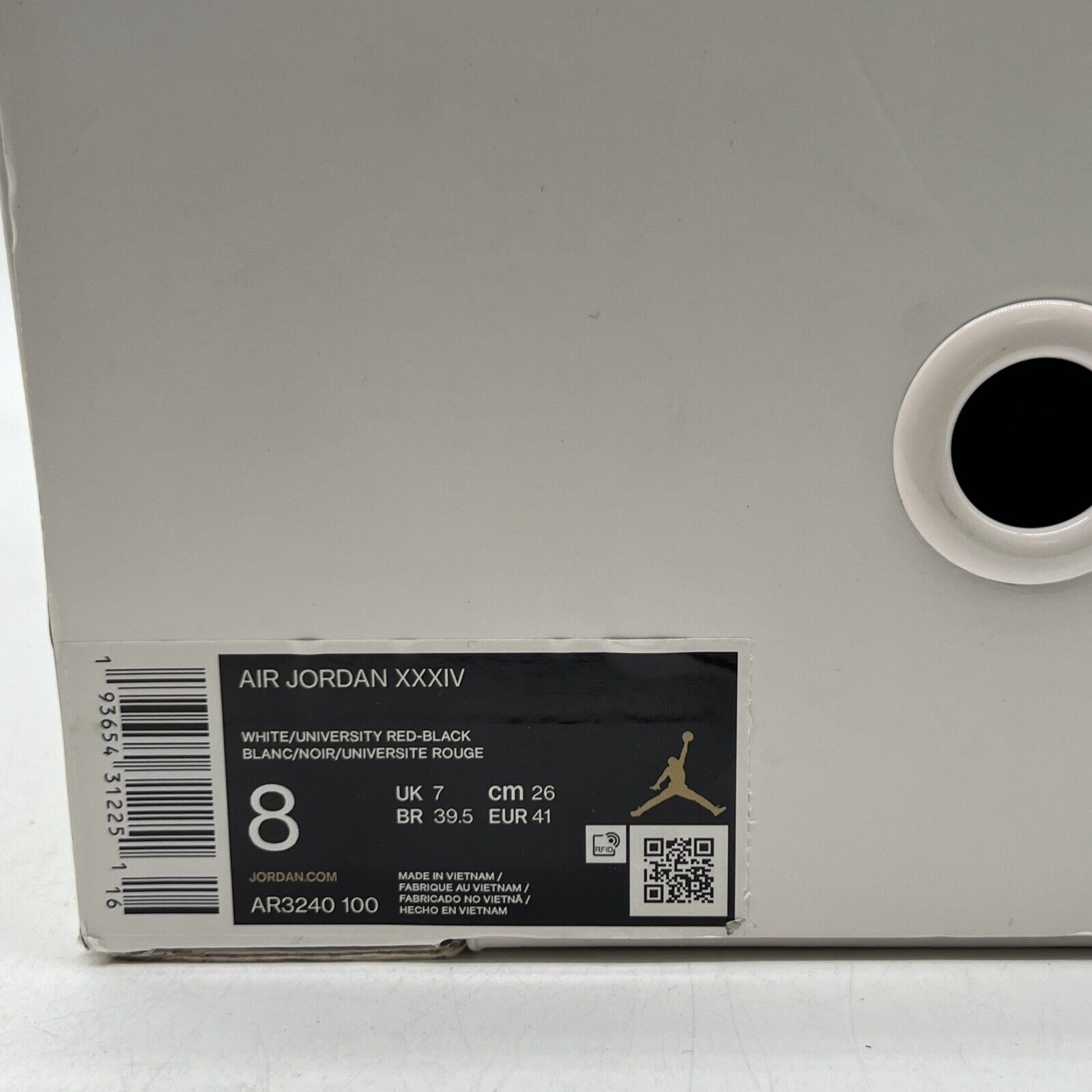 Size 8 - Air Jordan 34 Chicago Black Red White Suede (AR3240-100)