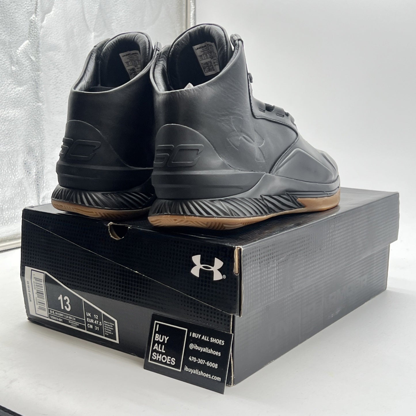 Size 13 - Under Armour Curry 1 Lux Mid Black Gum (1296616-001)