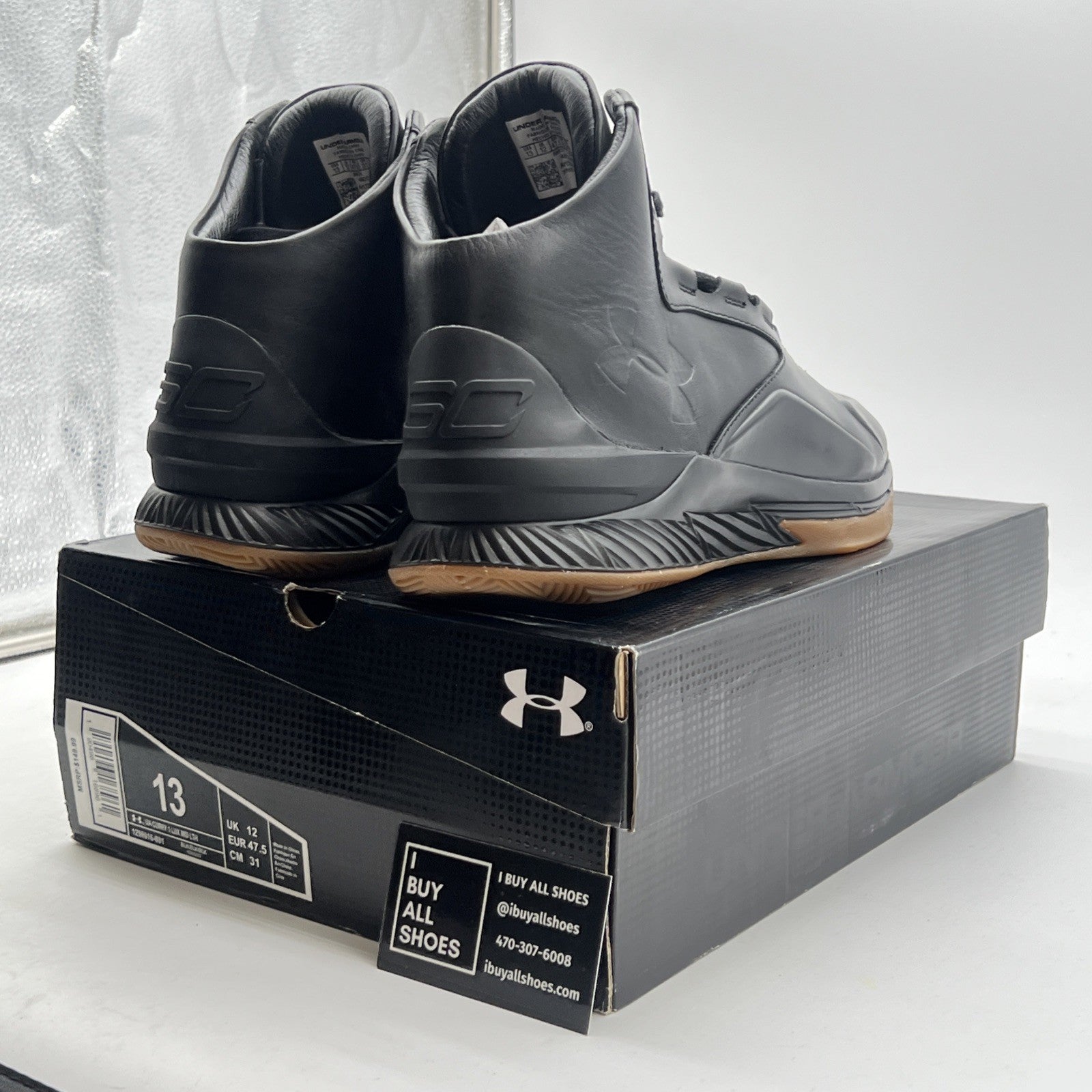 Size 13 - Under Armour Curry 1 Lux Mid Black Gum (1296616-001)