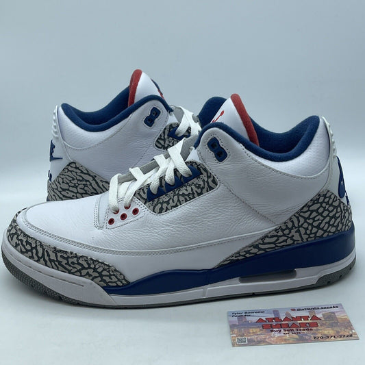 Size 11.5 - Jordan 3 Retro OG Mid True Blue Gray Red White (854262-106)