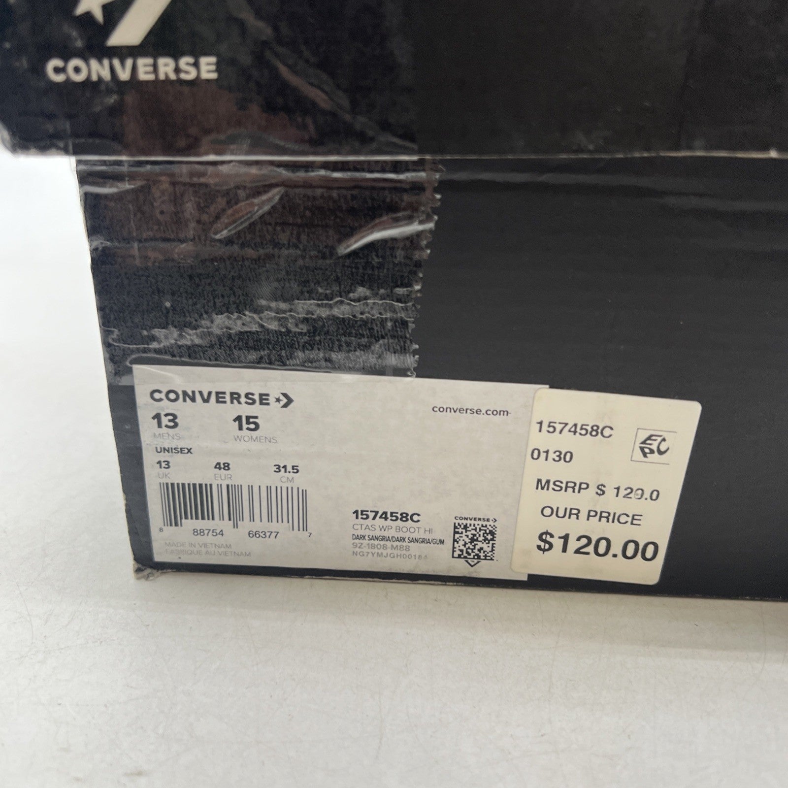 Size 13 - Converse Chuck Taylor All Star Waterproof High Dark Sangria (157458C)