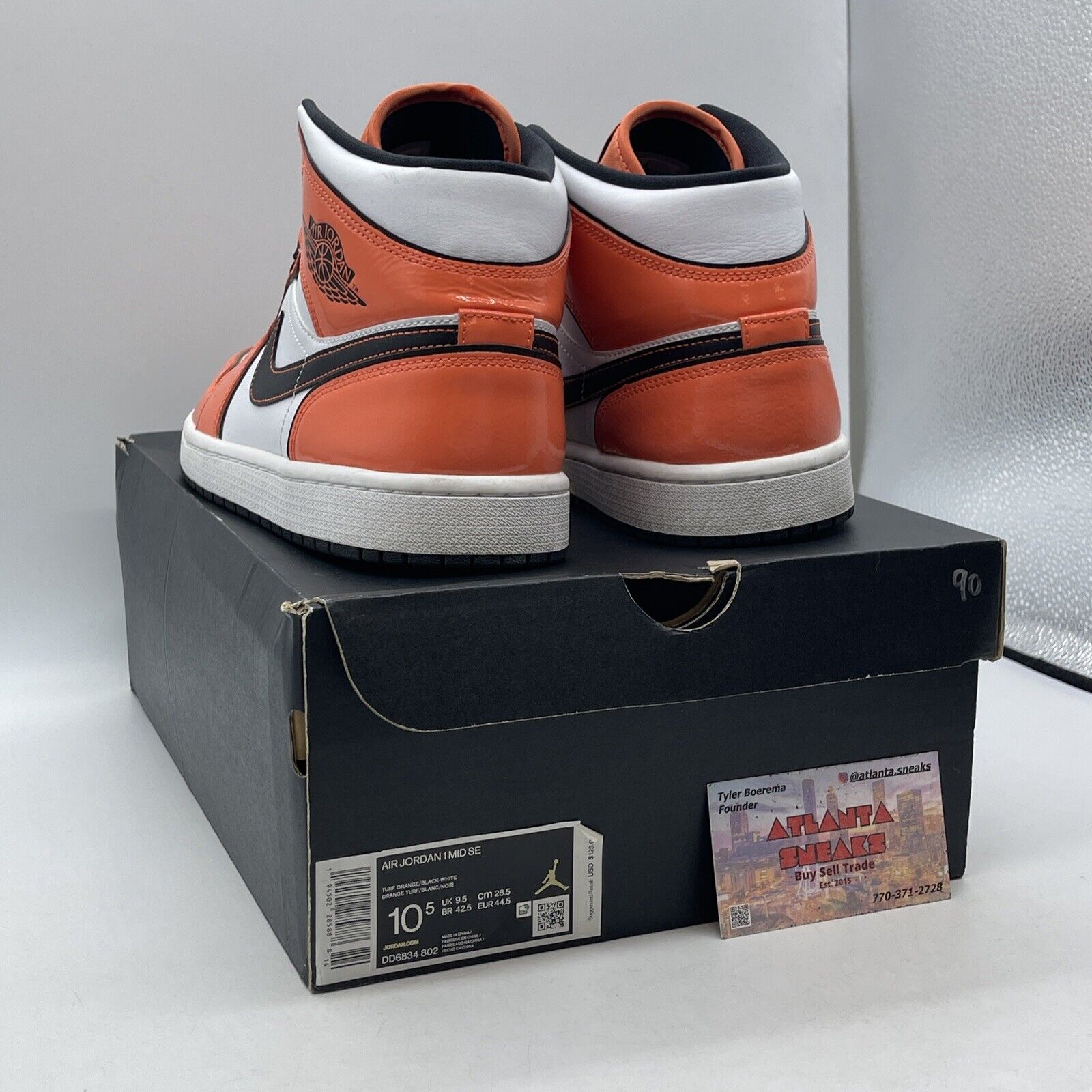 Size 10.5 - Air Jordan 1 SE Mid Turf Orange White Black Leather (DD69834-802)