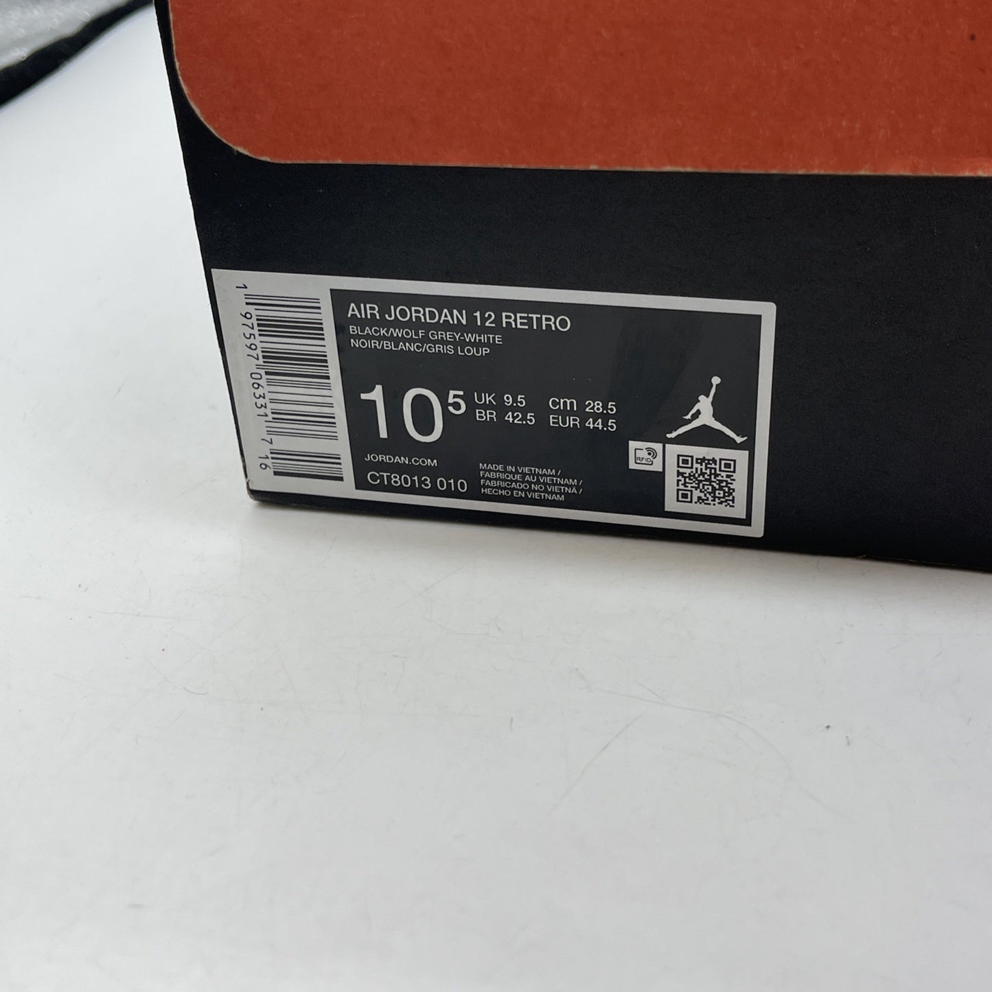 Size 10.5 - Air Jordan 12 Retro Barons Black Grey Leather (CT8013-010)