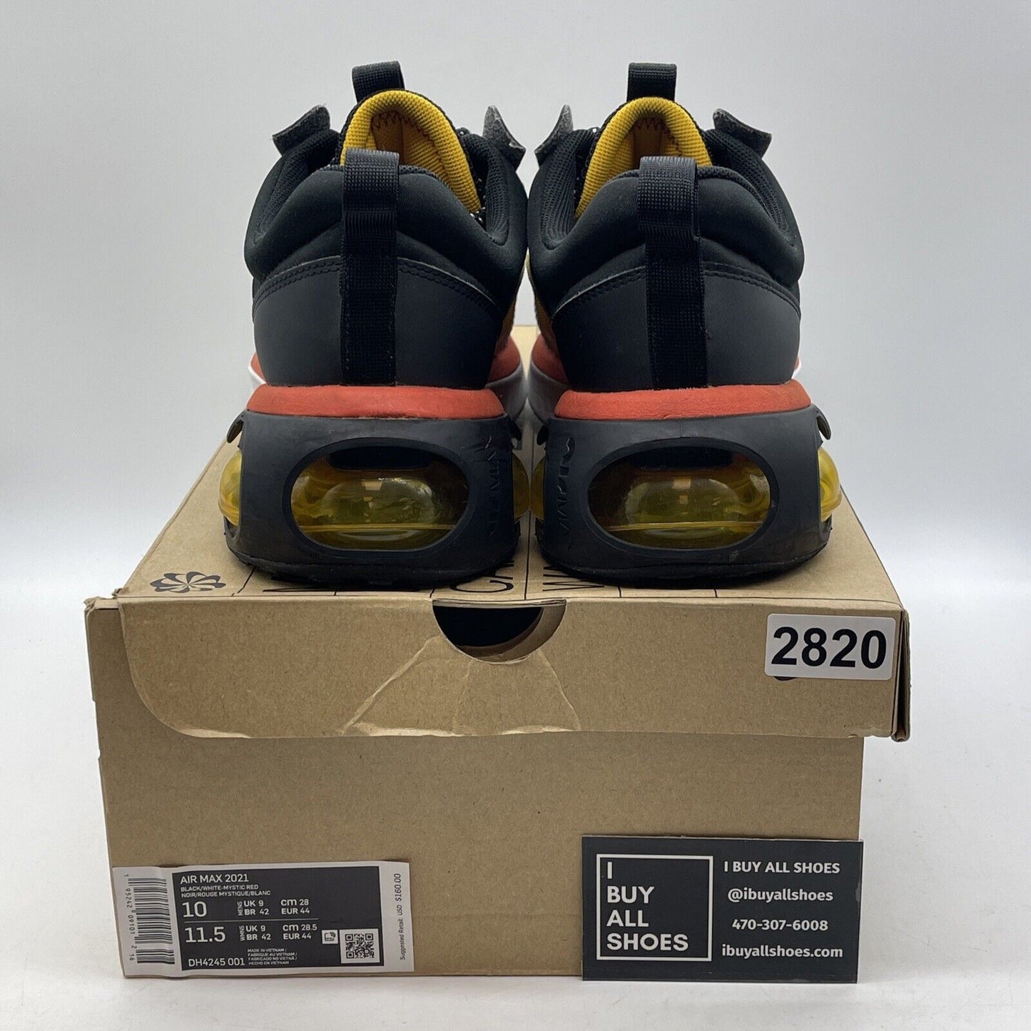 Size 10 - Nike Air Max 2021 Black Mystic Red Black Yellow Suede (DH4245-001)