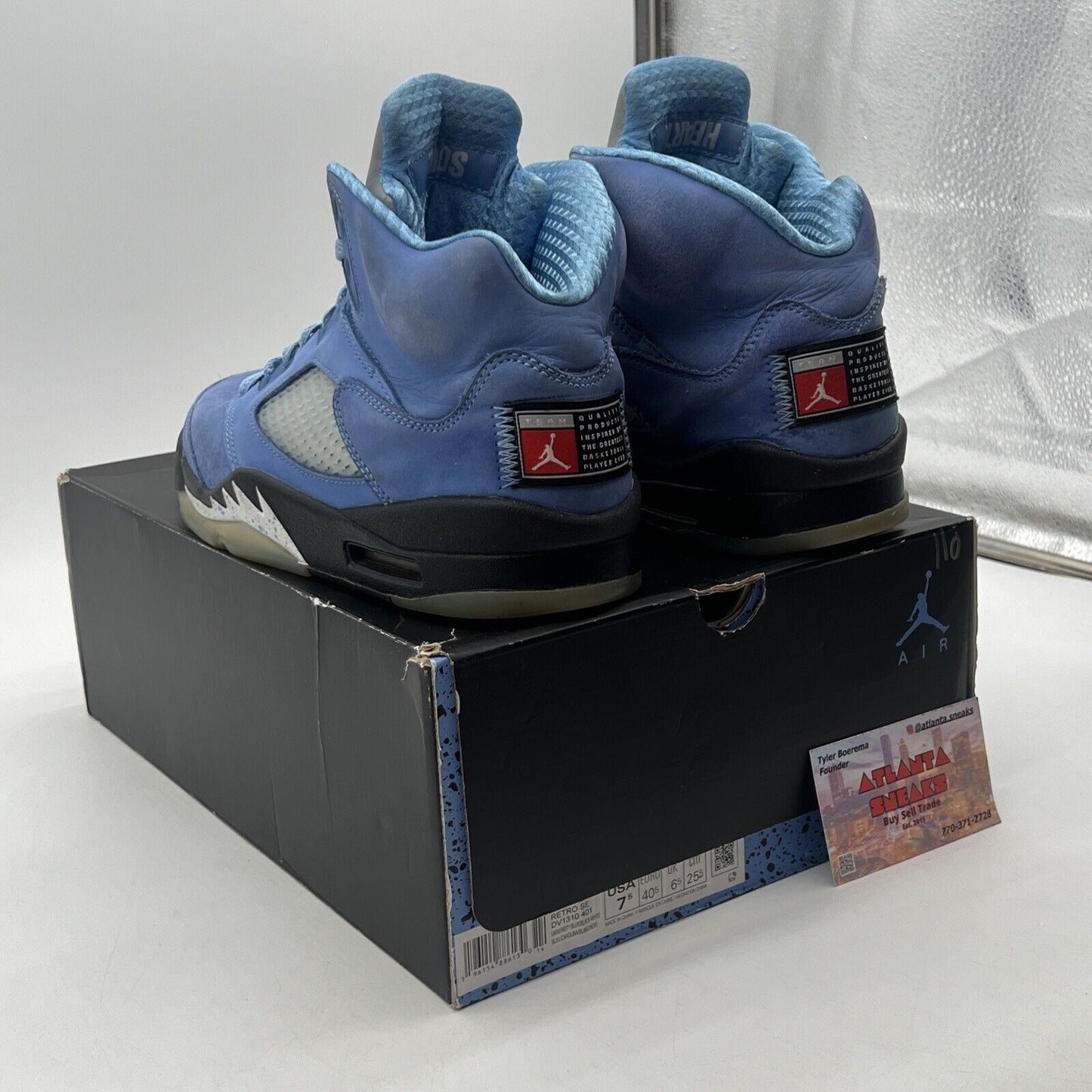 Size 7.5 - Jordan 5 Retro SE Mid UNC Black Blue Suede (DV1310-401)