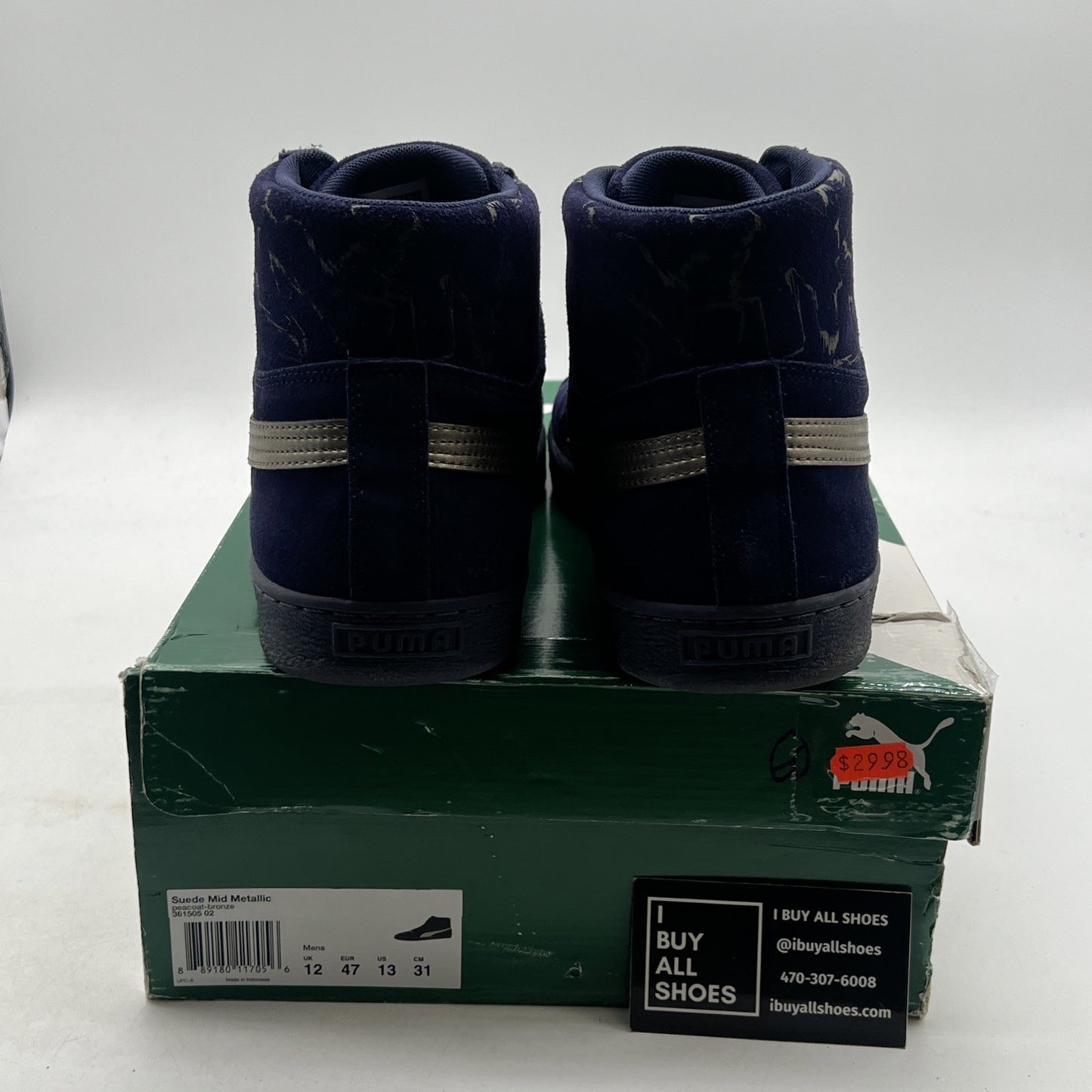 Size 12 - Blue Navy Puma Suede Classic Mid Blue Gum Mid-Top (361505-02)