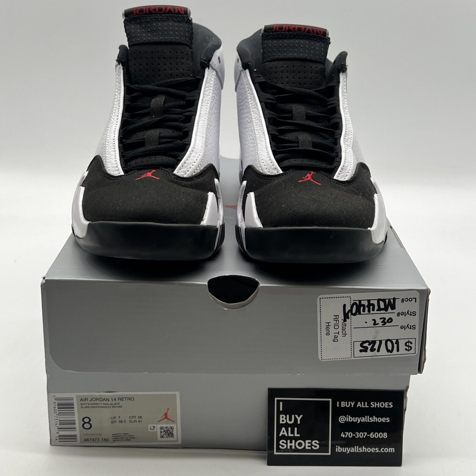 Size 8 - Air Jordan 14 Retro 2024 Black Toe (487471-160)