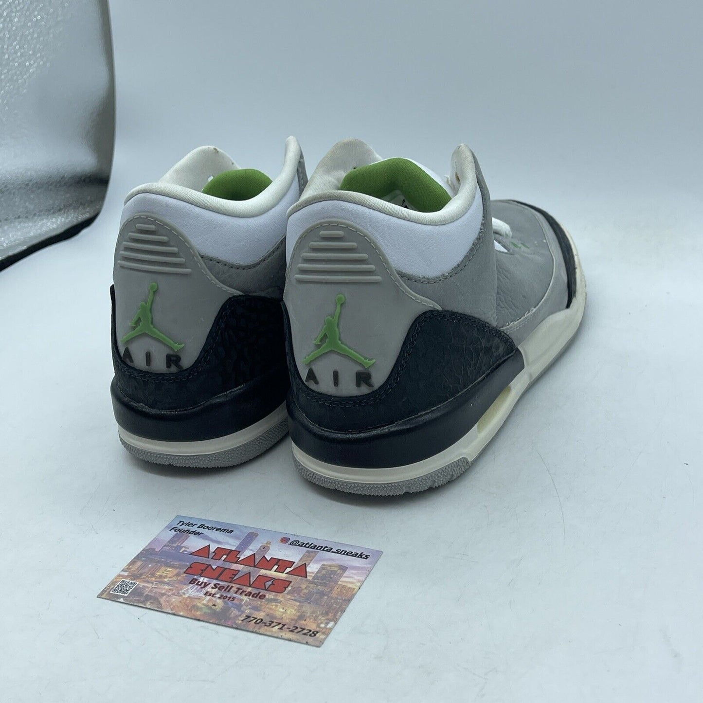 Size 4Y (GS) - Jordan 3 Retro Mid Chlorophyll Grey Black Suede (398614-006)
