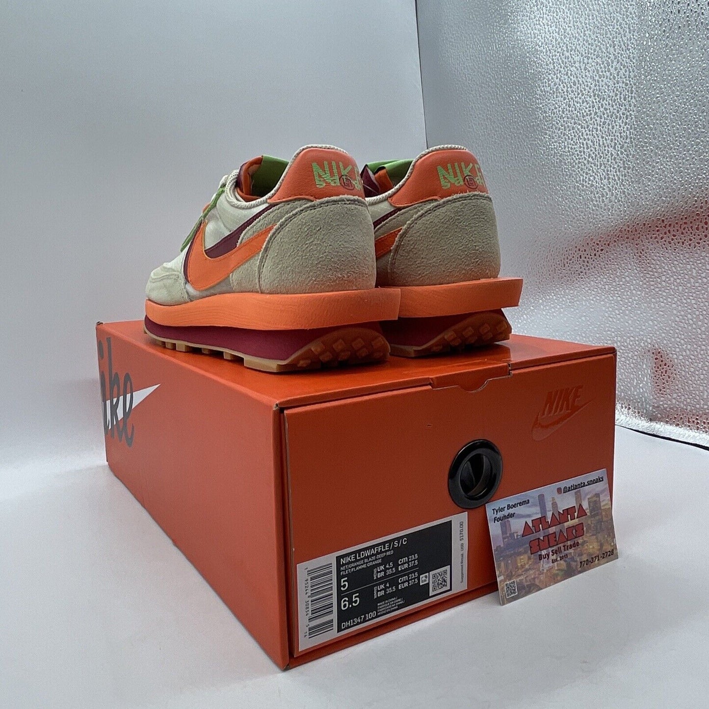 Size 5 - Nike sacai x Clot x LDWaffle Net Orange Blaze Orange Suede (DH1347-100)