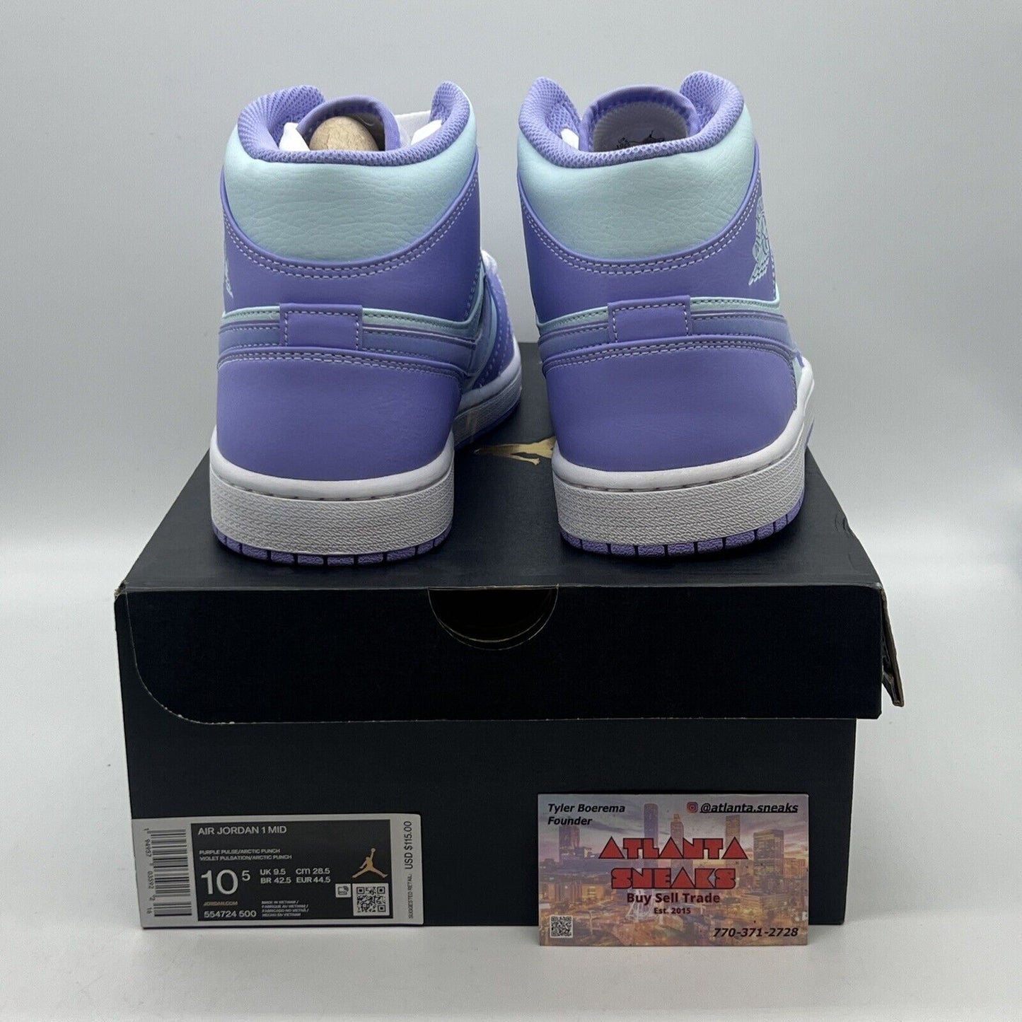 Size 10.5 - Jordan 1 Mid Purple White Brand New Og All