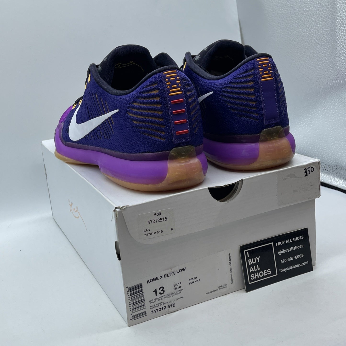 Size 13 - Nike Kobe 10 Elite Draft Pick White Purple Suede (747212-515)