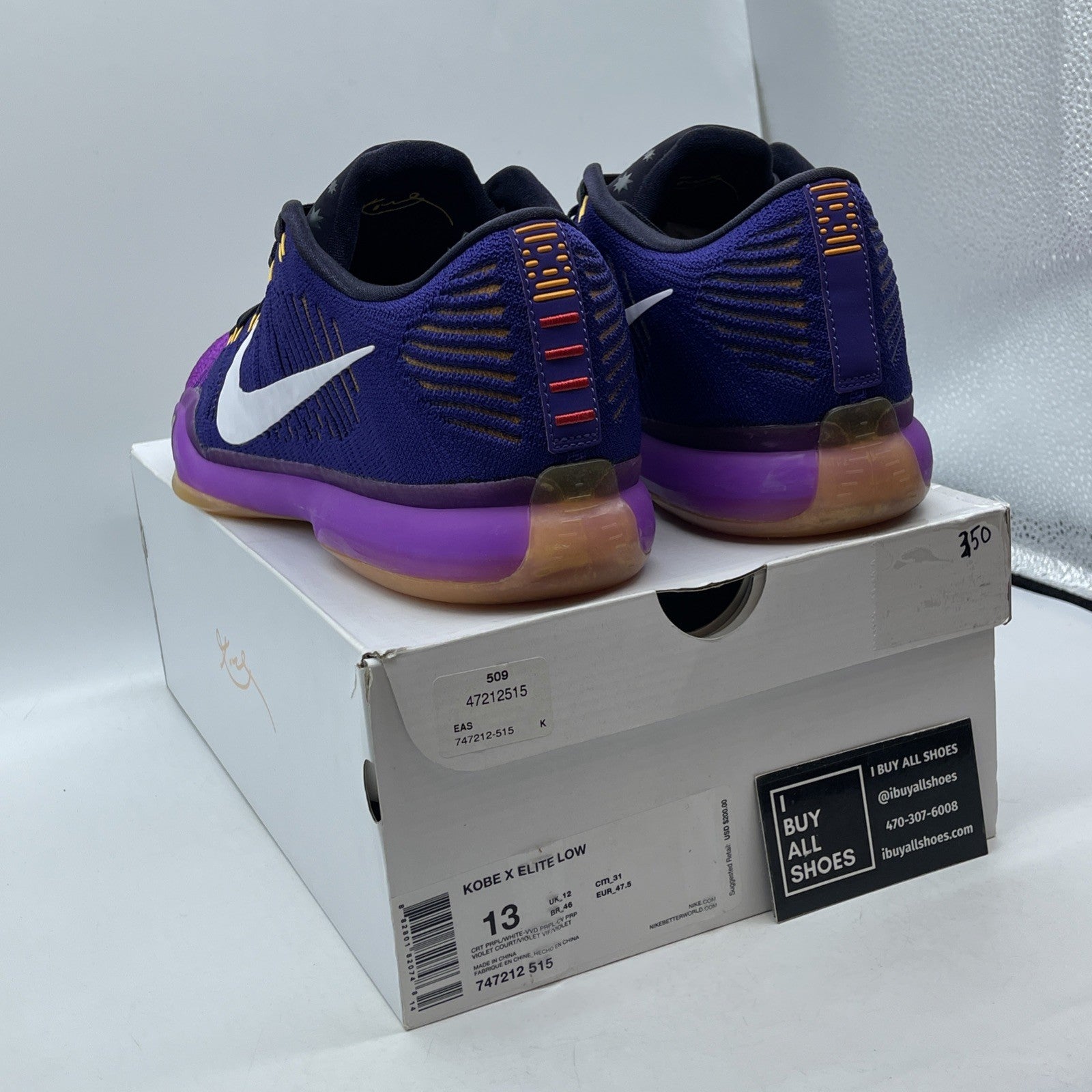 Size 13 - Nike Kobe 10 Elite Draft Pick White Purple Suede (747212-515)