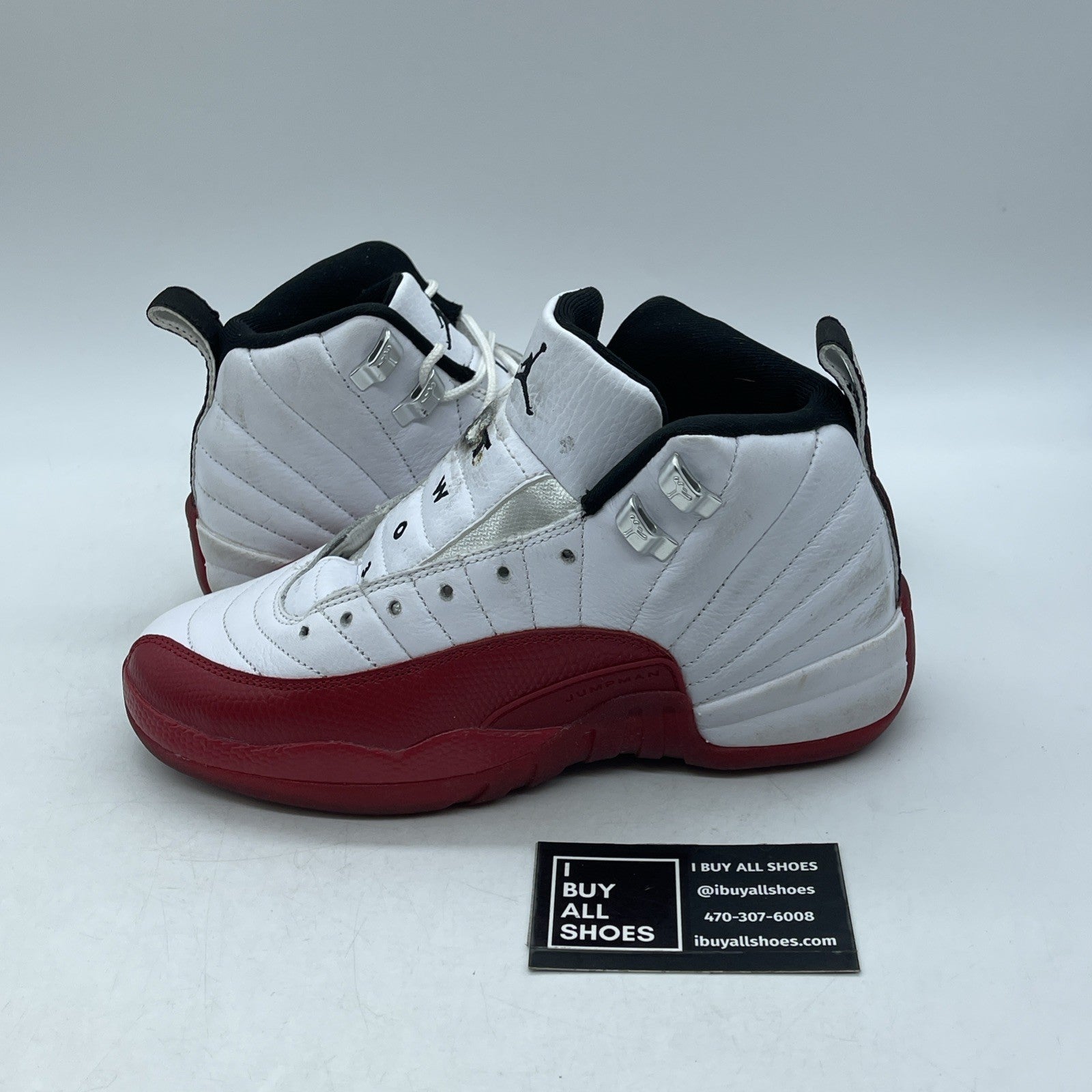 Size 4.5Y (GS) - Air Jordan 12 Retro Mid Cherry White Leather (153265-116)