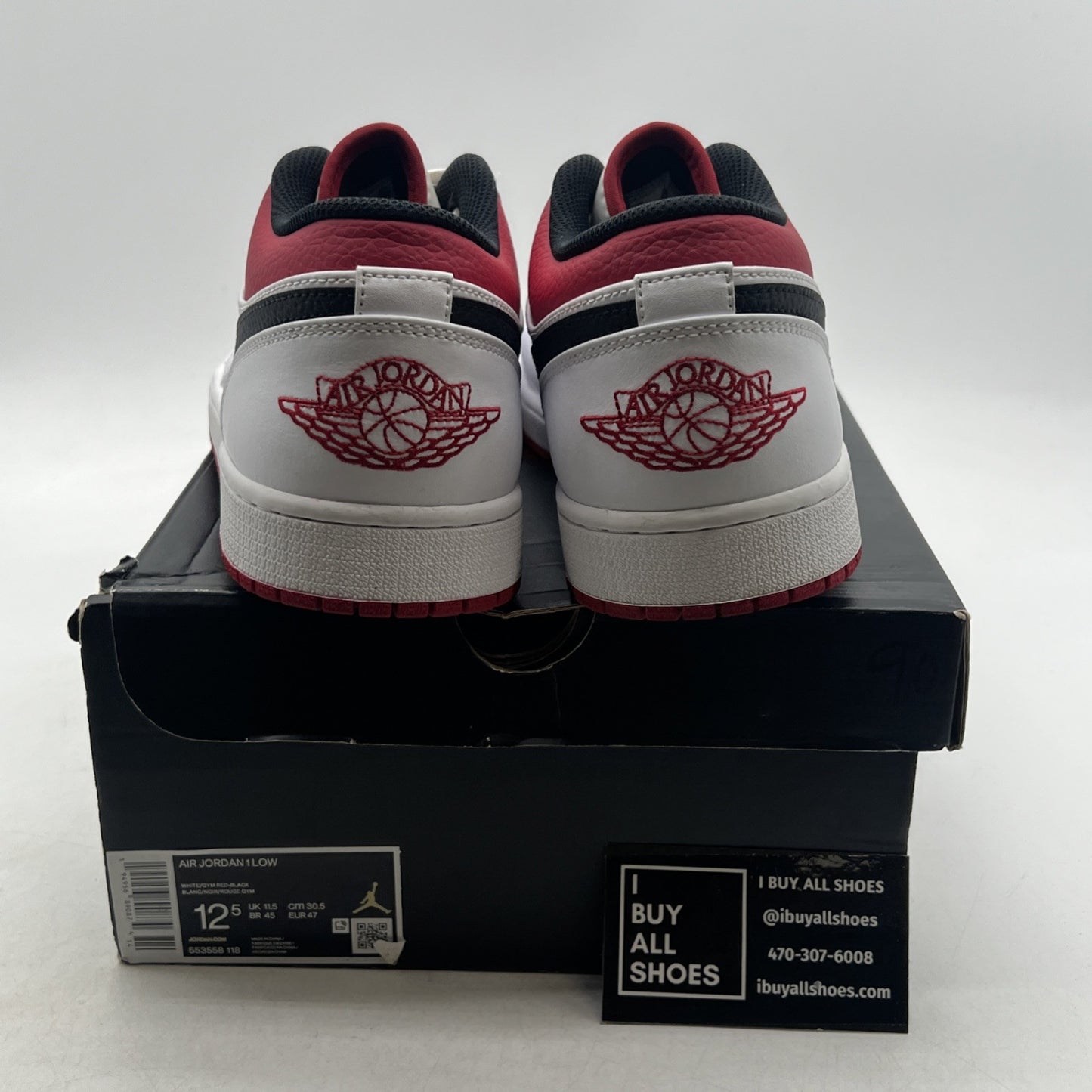 Size 12.5 - Air Jordan 1 Low White University Red (553558-118)