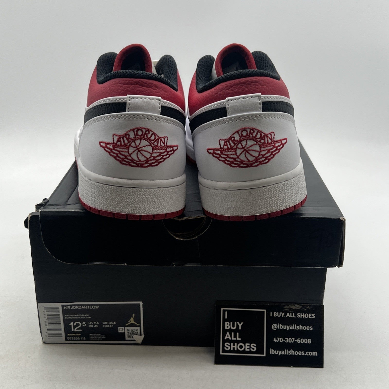 Size 12.5 - Air Jordan 1 Low White University Red (553558-118)