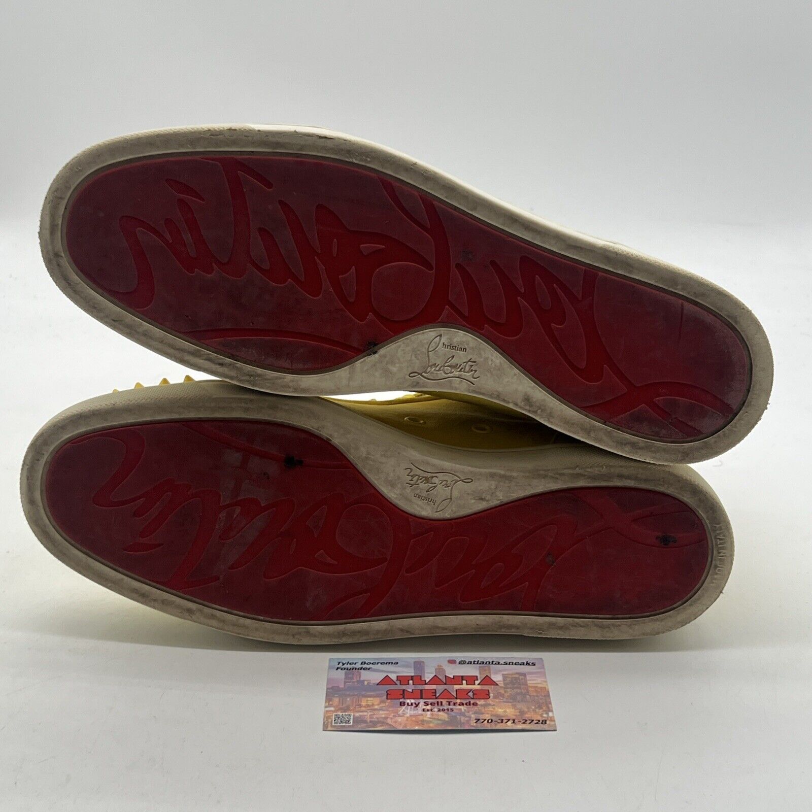 Size 10 - Christian Louboutin High Top Sneakers Studded Yellow
