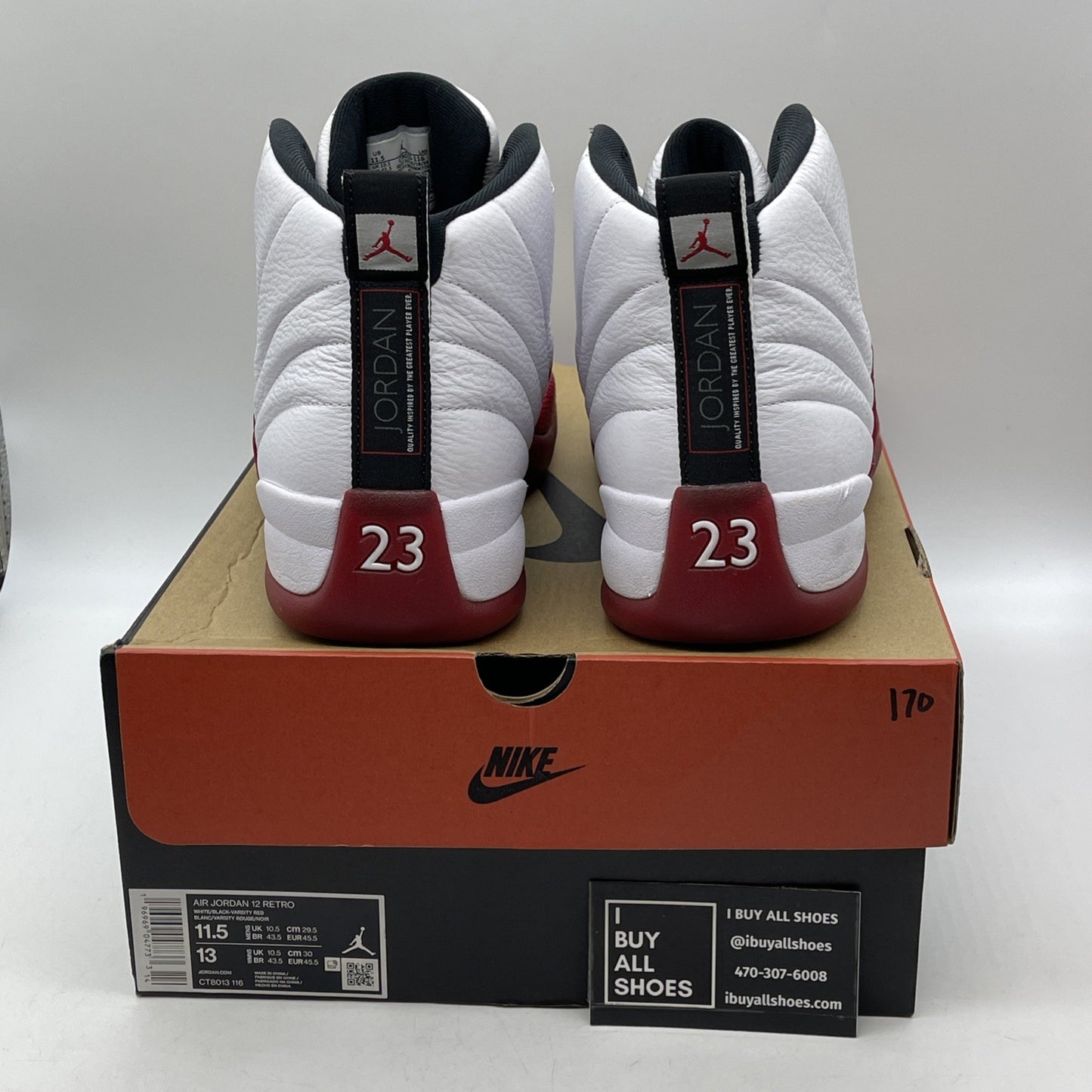 Size 11.5 - Jordan 12 Retro 2023 Mid Cherry White Red Leather (CT8013-116)