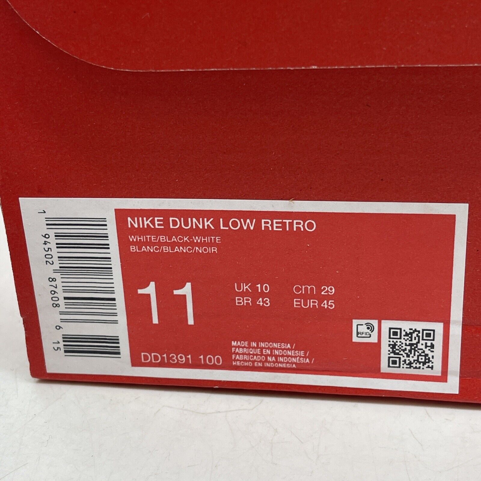 Size 11 - Nike Dunk Low Black White Suede Leather.  (DD1391-100)