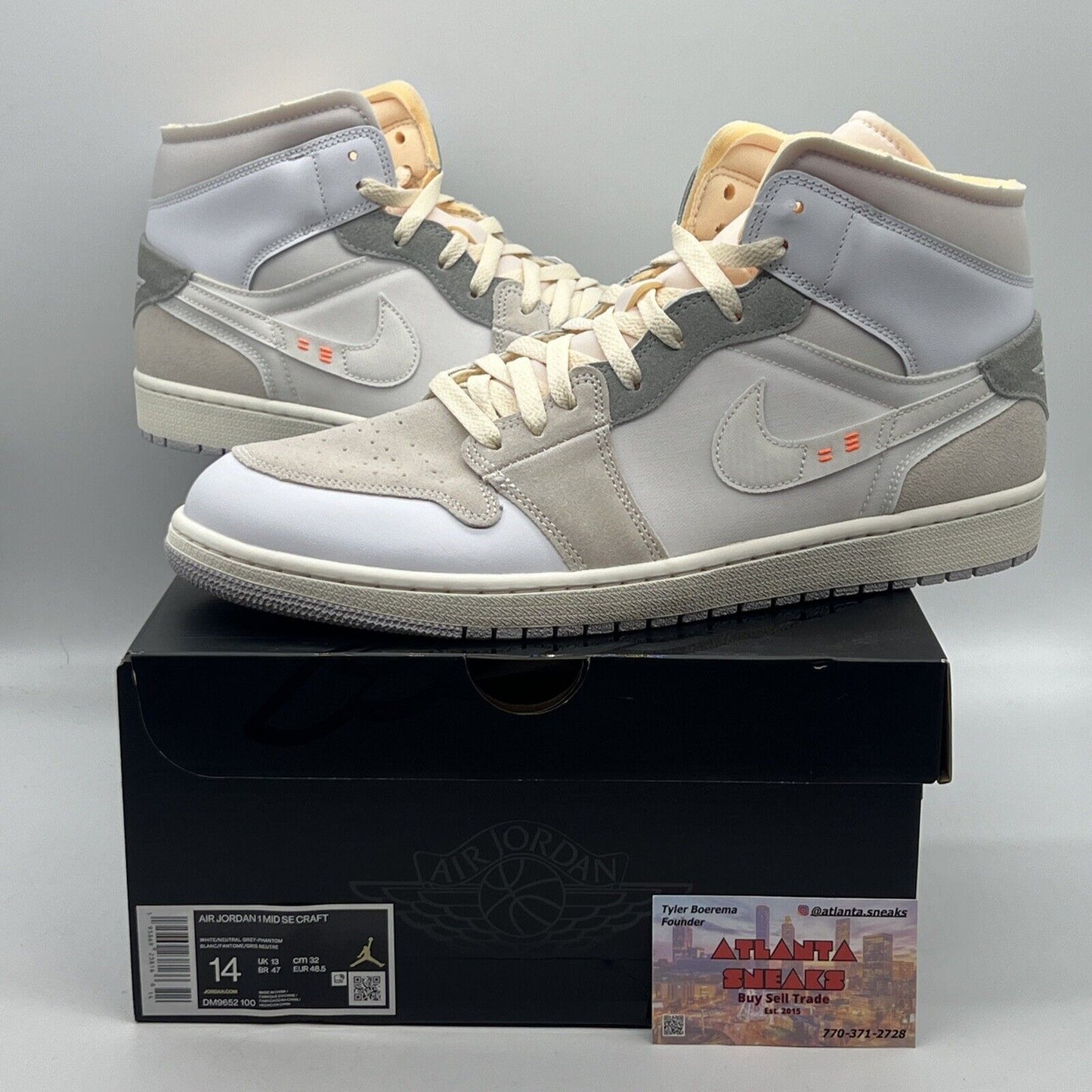 Size 14 - Jordan 1 Mid SE Craft White 2022 Brand New Og All