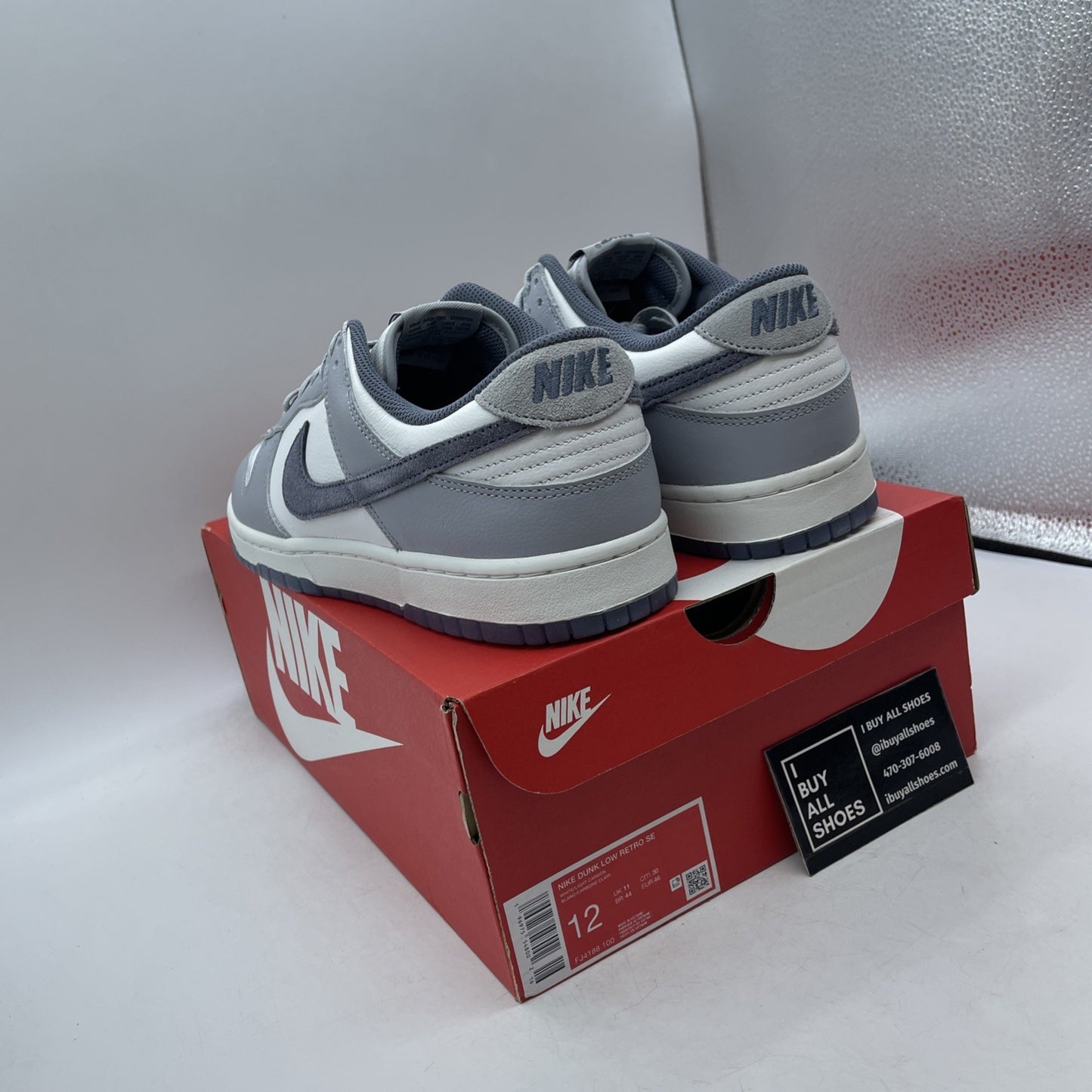 Size 12 - Dunk Low Light Carbon Grey White Leather (FJ4188-100)