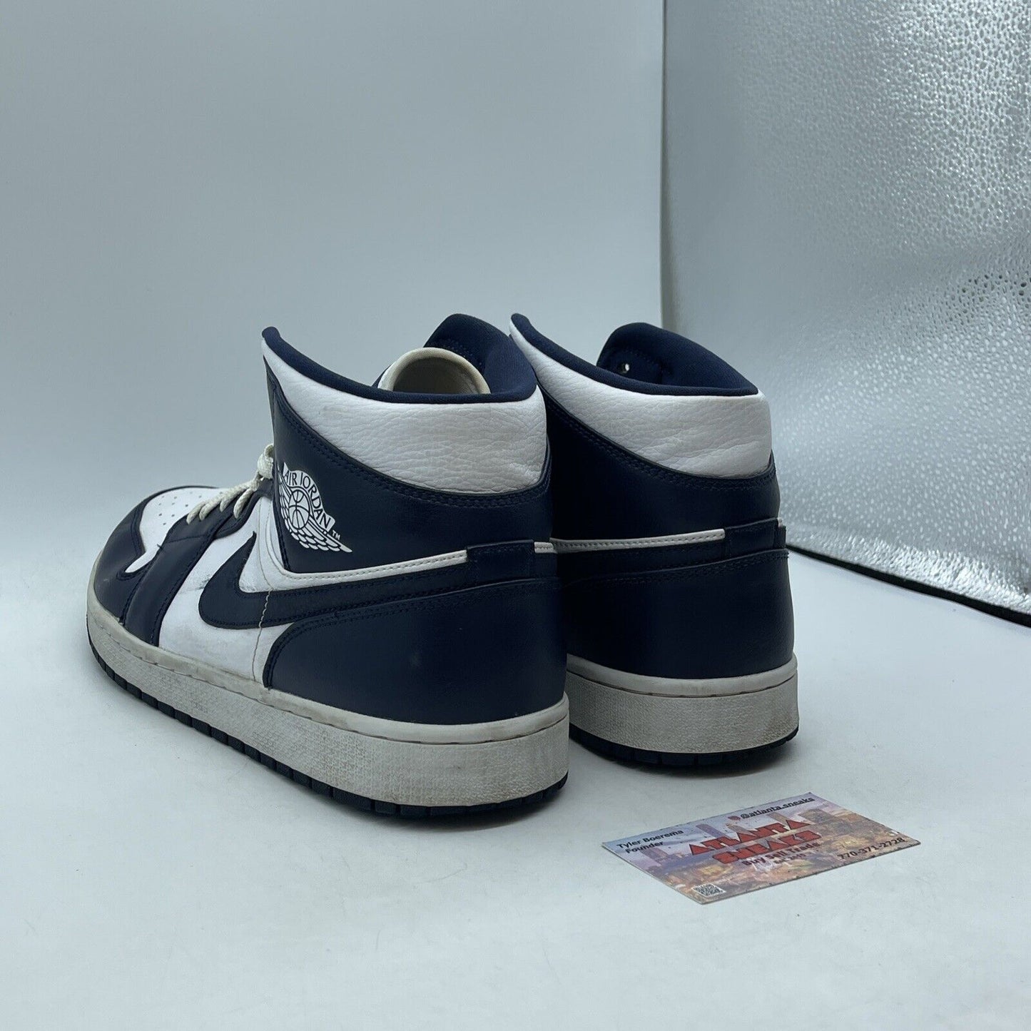 Size 13 - Air Jordan 1 Mid Obsidian Blue White Leather (554724-174)