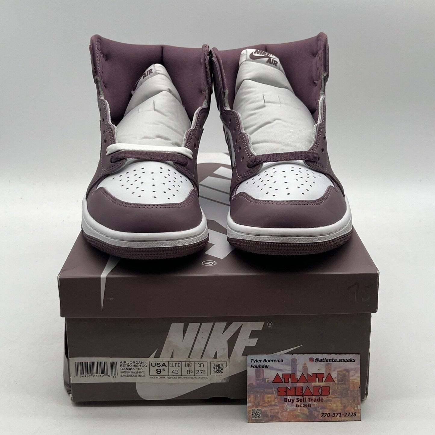 Size 9.5 - Air Jordan 1 Retro OG High Mauve White Leather (DZ5485-105)