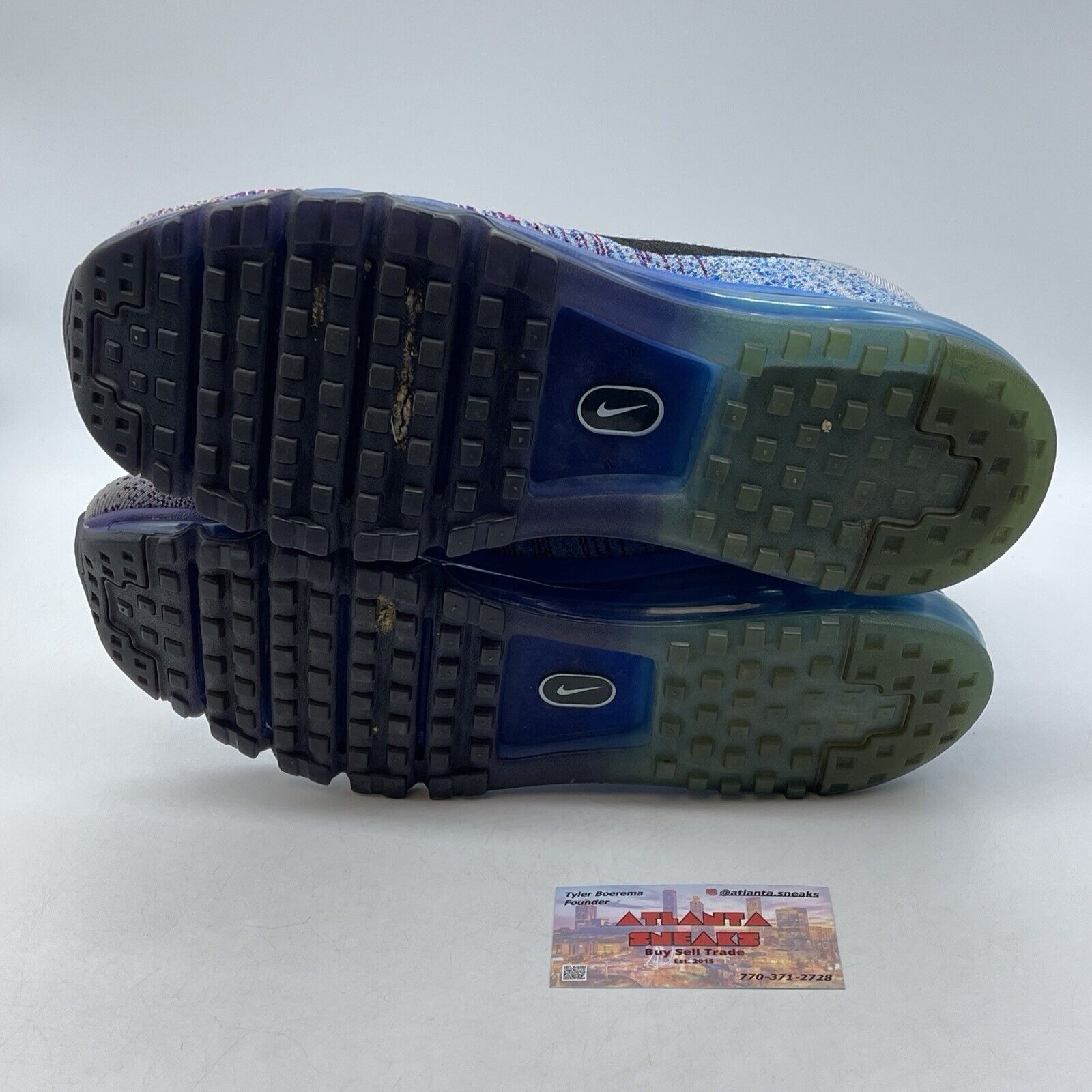 Size 11 - Nike Flyknit Max Purple Vivid Blue Grey Black Suede (620469-005)